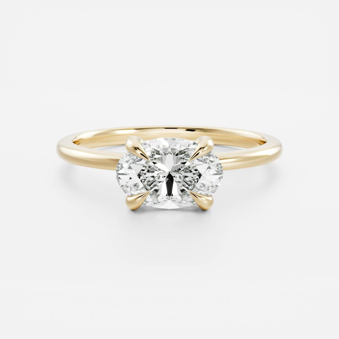 1.30 Carats East-West Oval Shape Moissanite Solitaire Engagement Ring