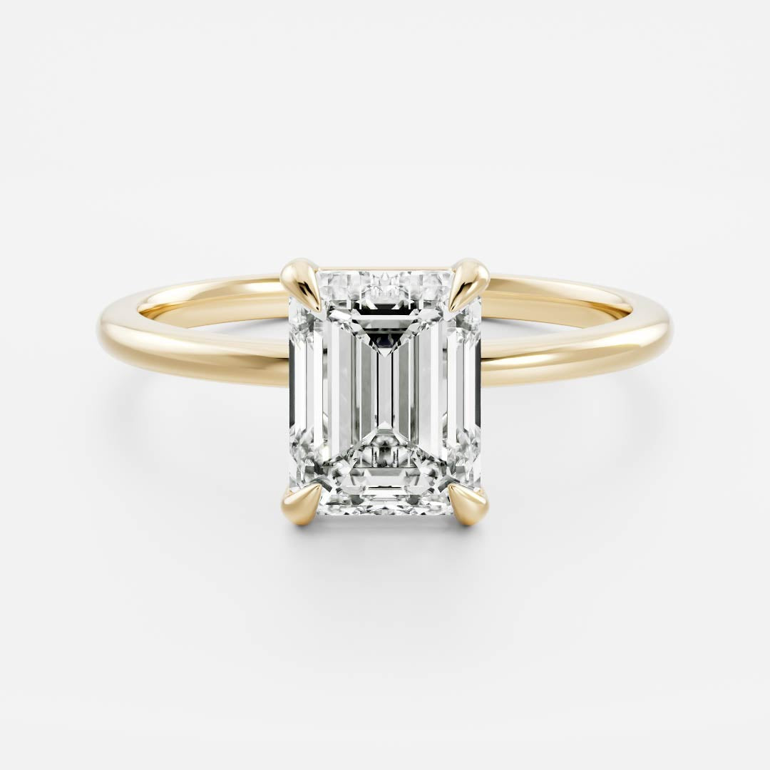 1.6 Carats Emerald Shape Solitaire Moissanite Engagement Ring