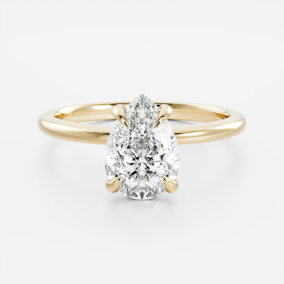 1.30 Carats Pear Shape Solitaire Moissanite Engagement Ring