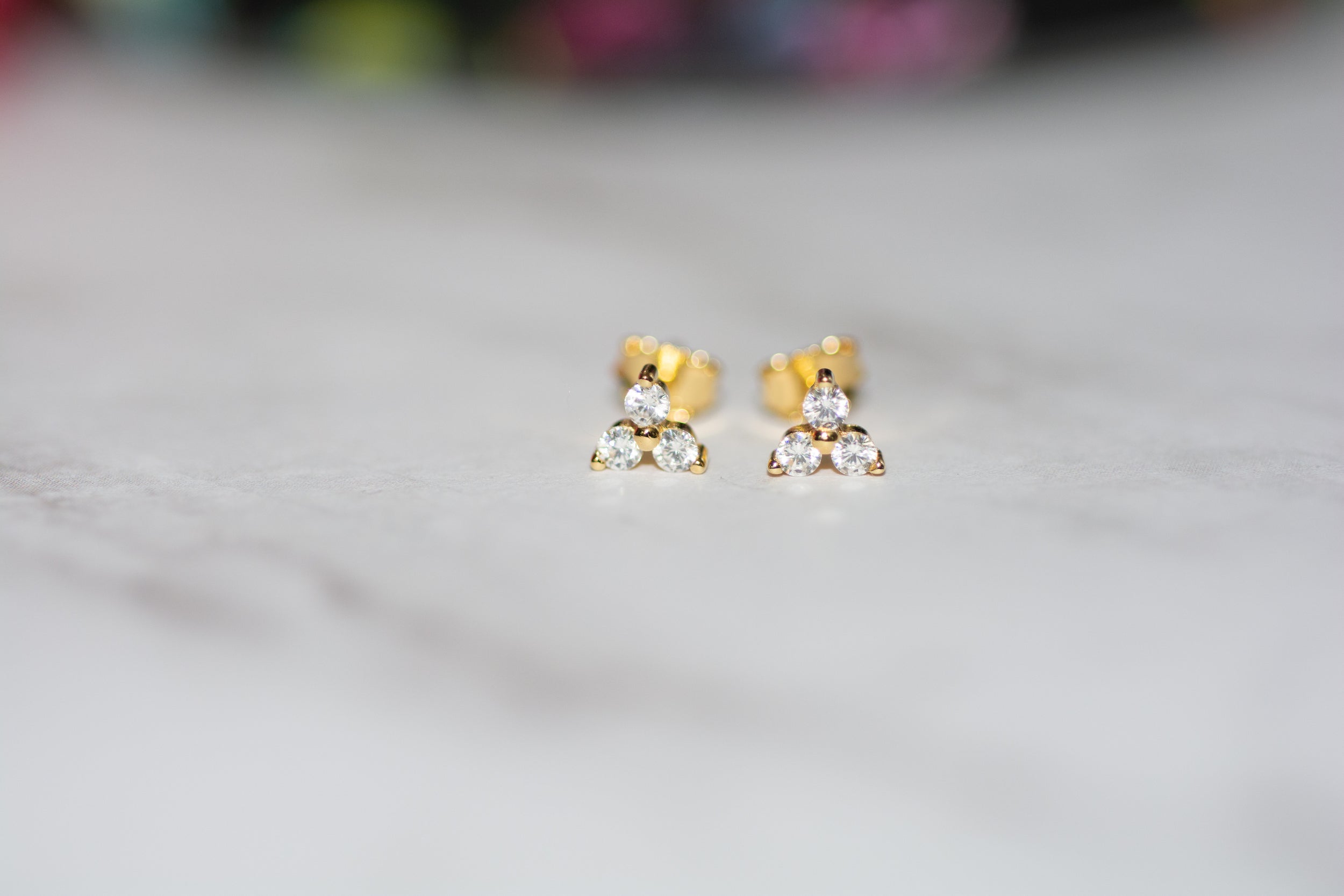 0.60 TCW Round Shape Moissanite Three Stone Studs Earrings