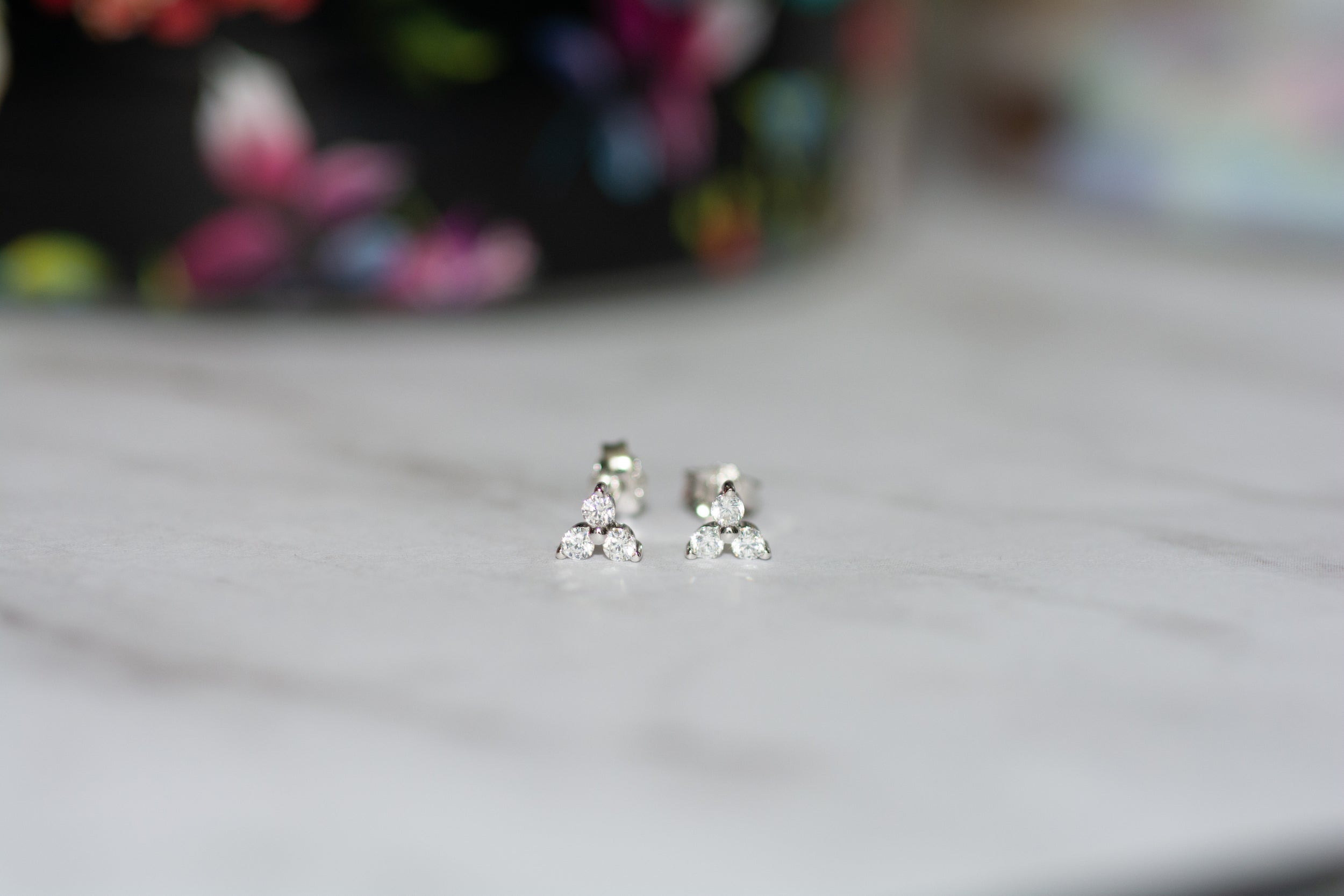 0.60 TCW Round Shape Moissanite Three Stone Studs Earrings