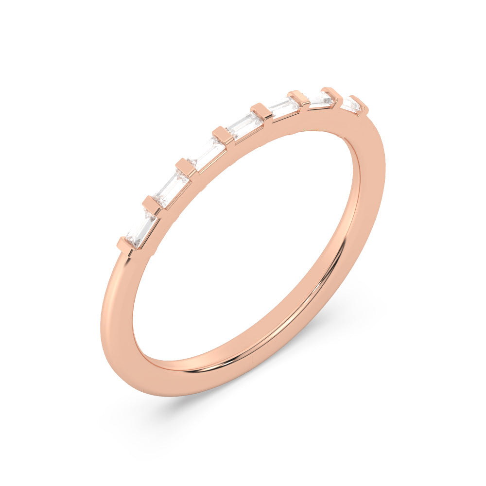 0.18 Carats Lab Grown Diamond Baguette Shape Bar Setting Wedding Band