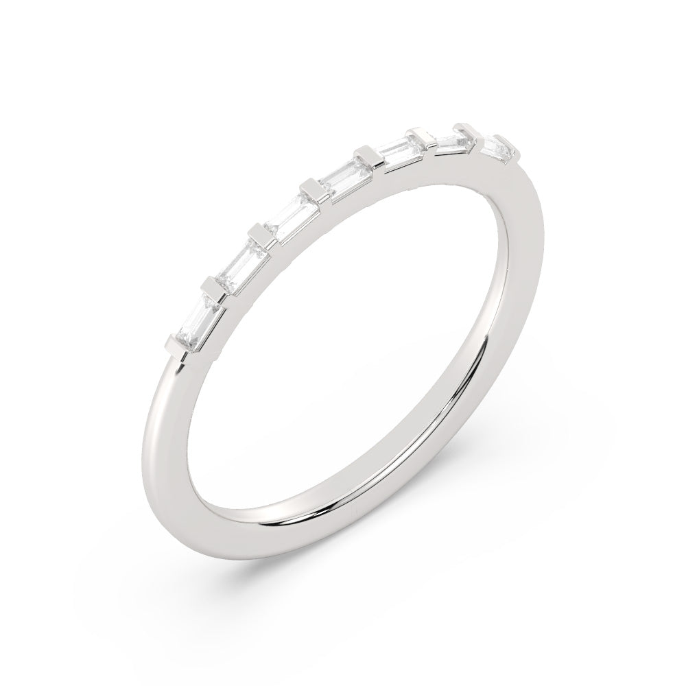 0.18 Carats Lab Grown Diamond Baguette Shape Bar Setting Wedding Band