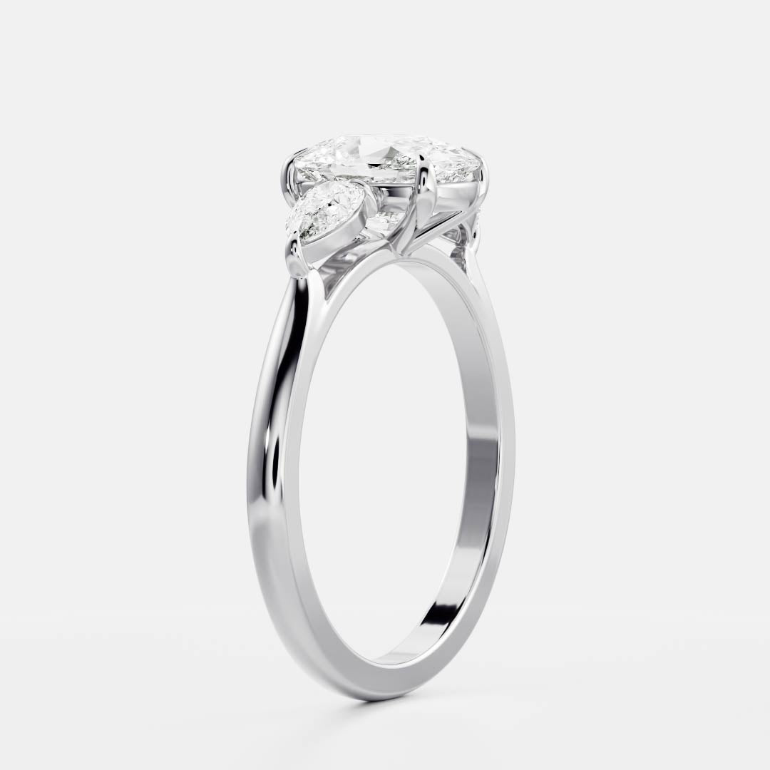 1.20 Carats Elongated Cushion Shape Moissanite Three Stone Engagement Ring