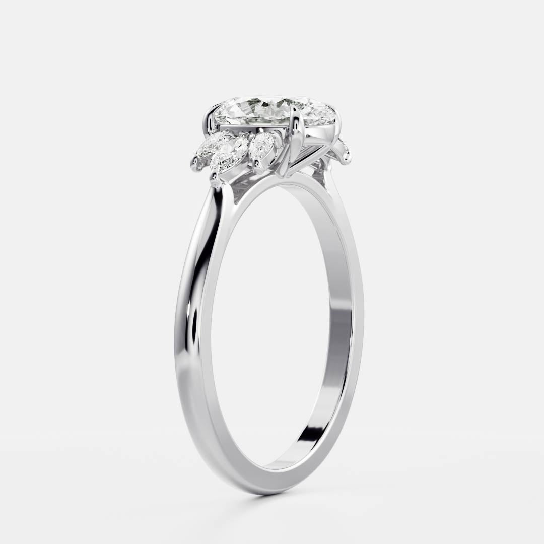 0.90 Carats Oval Shape Moissanite Cluster Engagement Ring