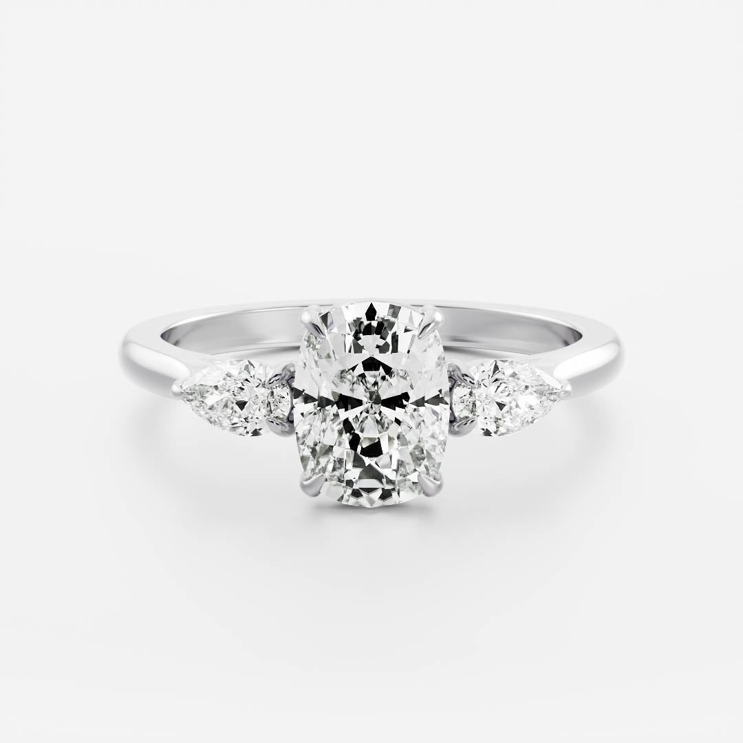 1.20 Carats Elongated Cushion Shape Moissanite Three Stone Engagement Ring