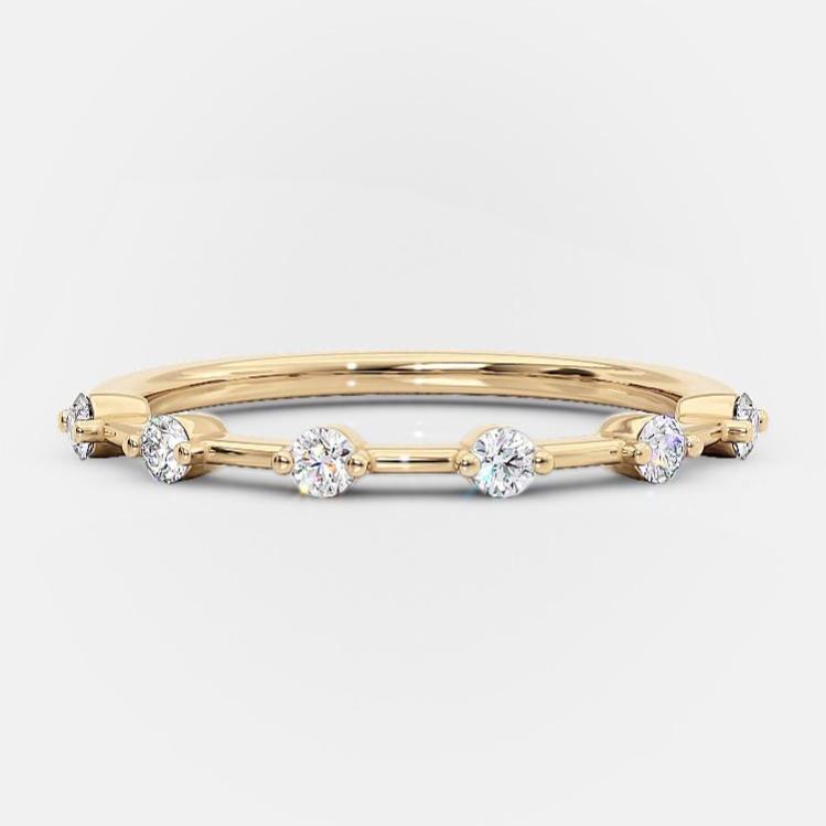 0.20 Carats Lab Grown Diamond Round Shape Dainty Wedding Band
