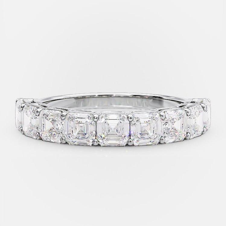2.0 Carats Lab Grown Diamond Asscher Shape Half Eternity Wedding Band