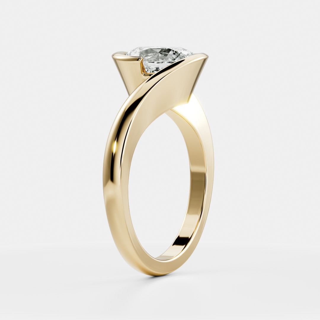 0.90 Carats Suspended Oval Shape Solitaire Moissanite Engagement Ring