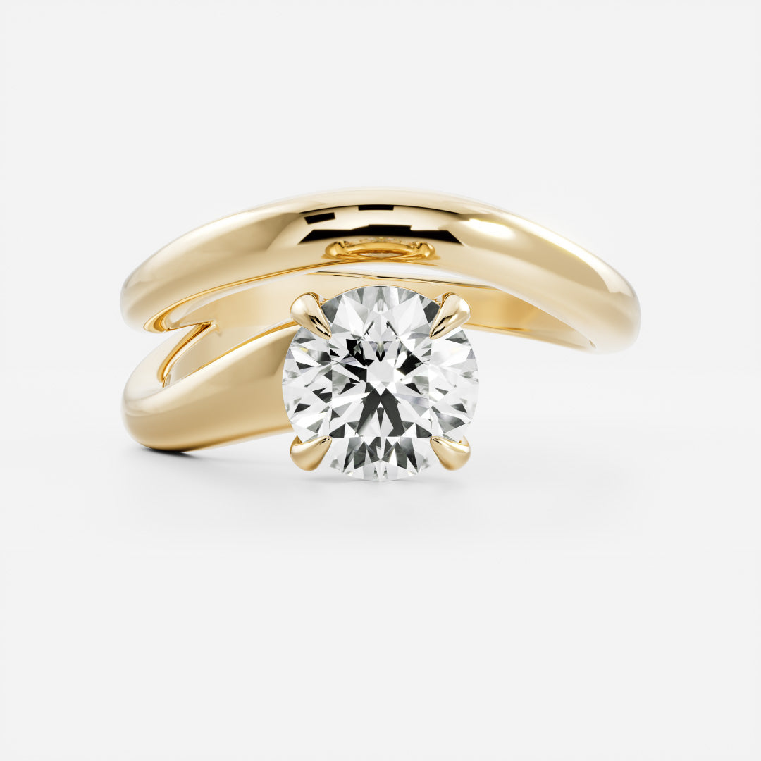 0.90 Carats Round Brilliant Shape Moissanite Solitaire with Wrapped Engagement Ring