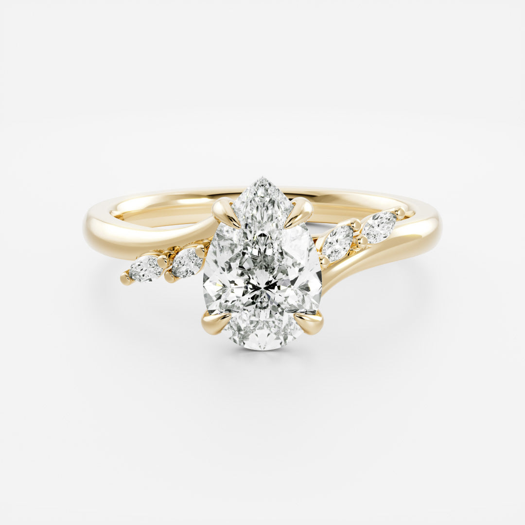 0.90 Carats Pear Shape Cluster Moissanite Engagement Ring
