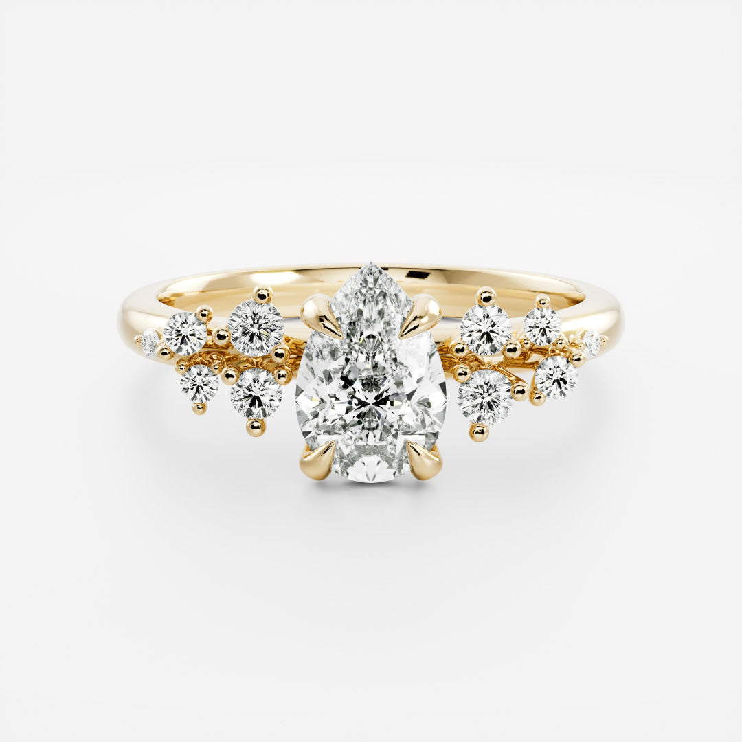 0.70 Carats Pear Shape Moissanite Cluster Engagement Ring