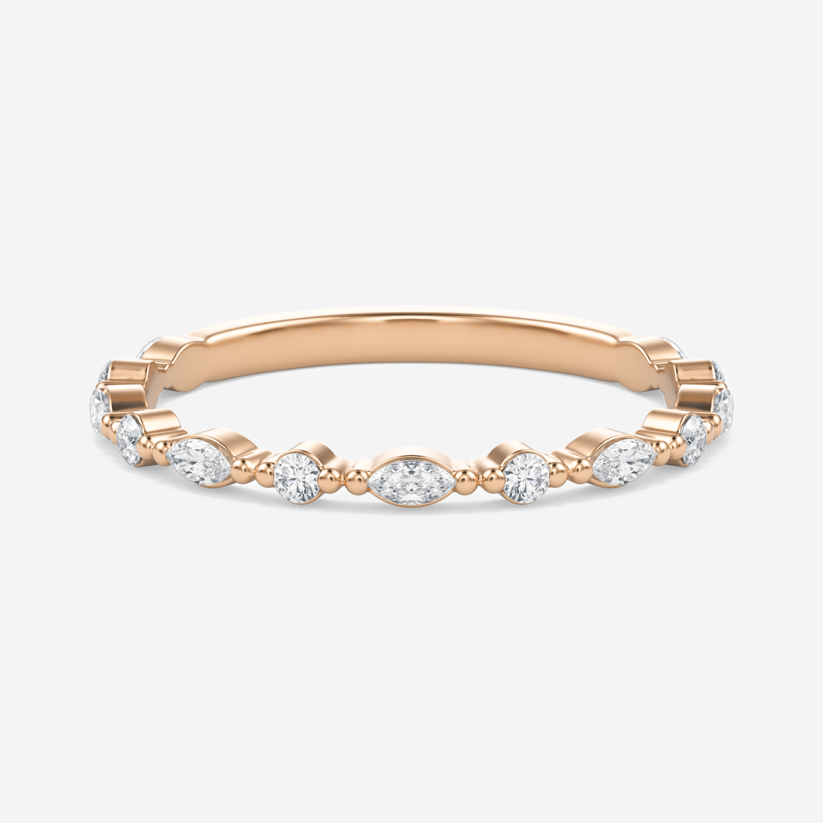 0.15 Carats Moissanite Round & Marquise Shape Floating Wedding Band