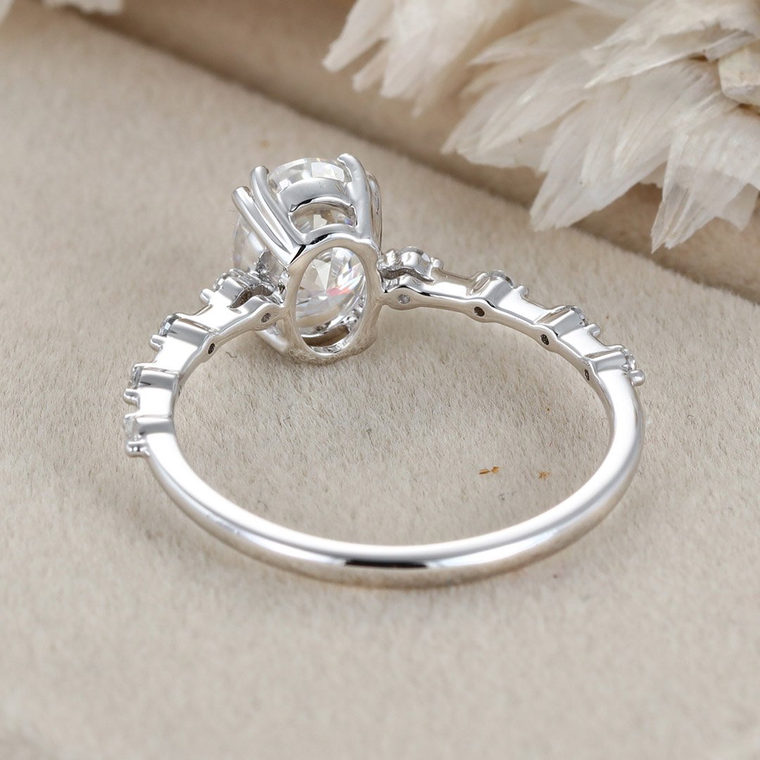1.50 Carats Oval Shape Moissanite dainty Engagement Ring