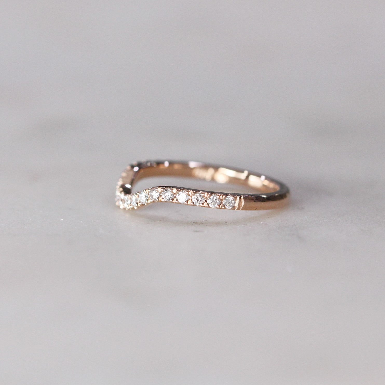 0.30 Carats Moissanite Round Shape Curved Wedding Band