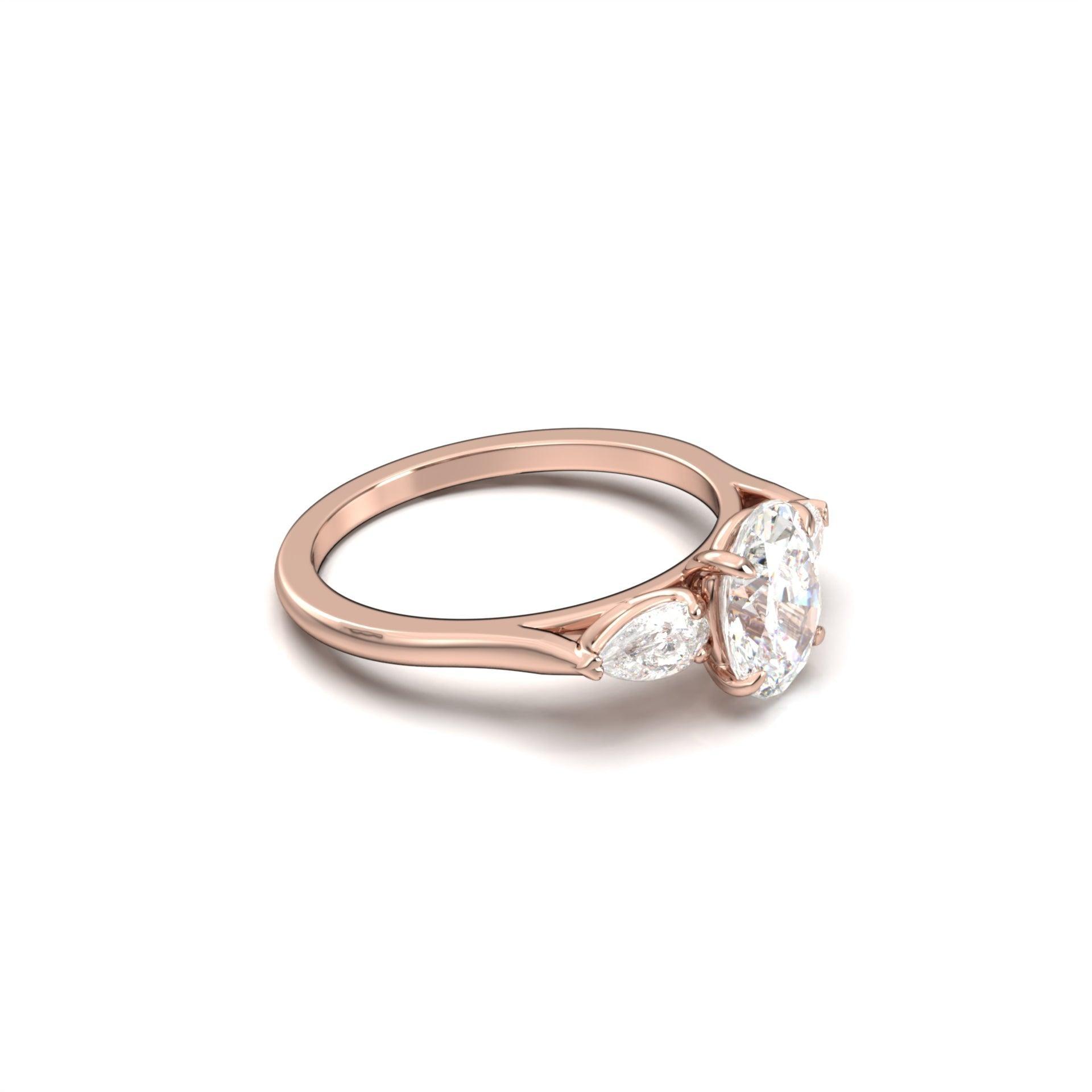 1.50 Carats Oval Shape Moissanite Three Stone Engagement Ring