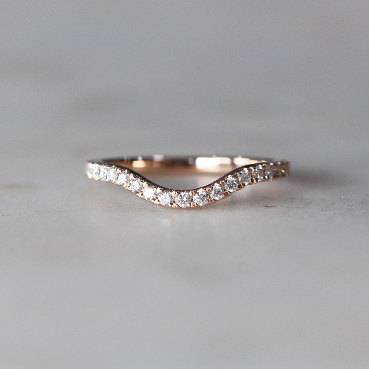 0.30 Carats Moissanite Round Shape Curved Wedding Band