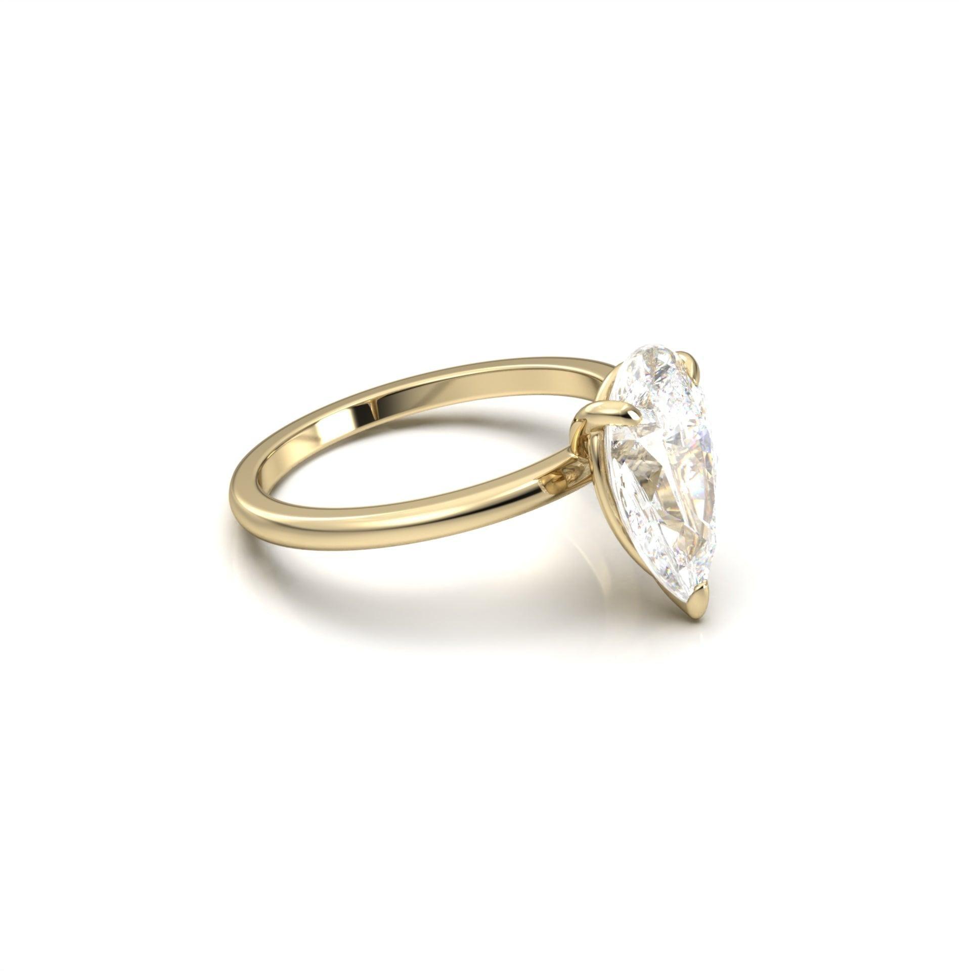 1.75 Carats Pear Shape Moissanite Solitaire Engagement Ring
