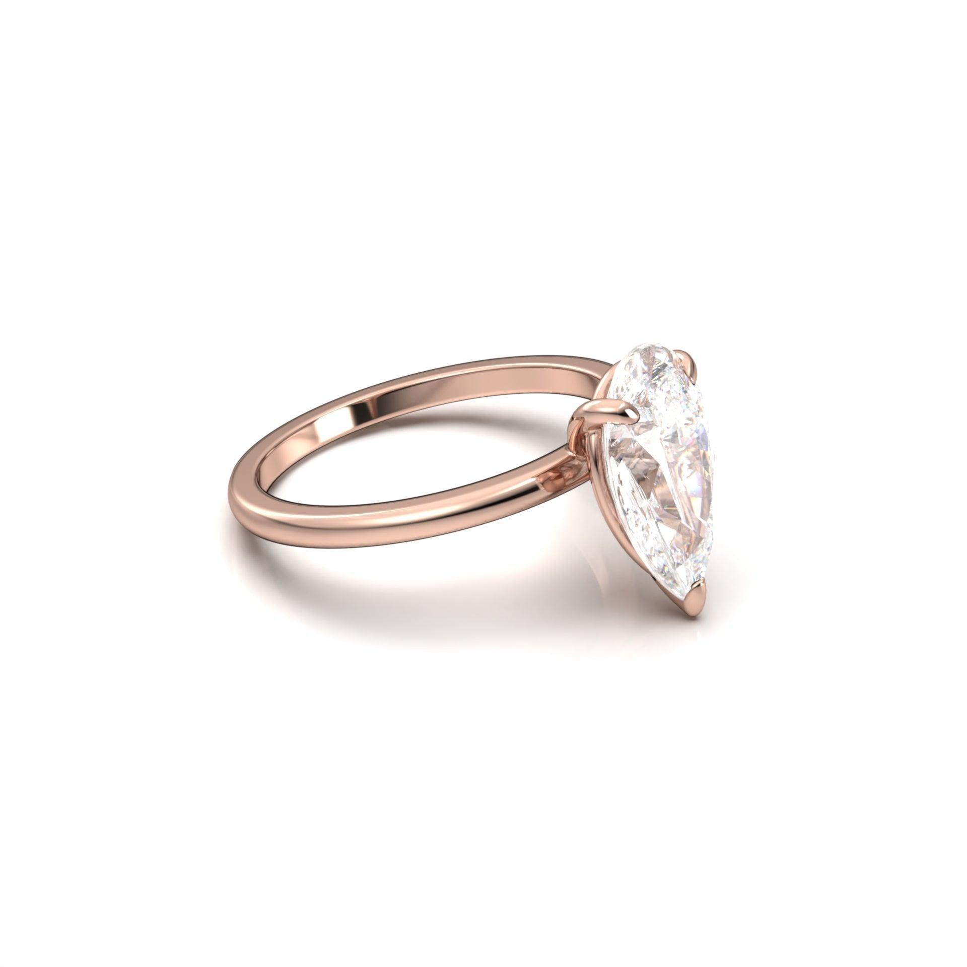 1.75 Carats Pear Shape Moissanite Solitaire Engagement Ring