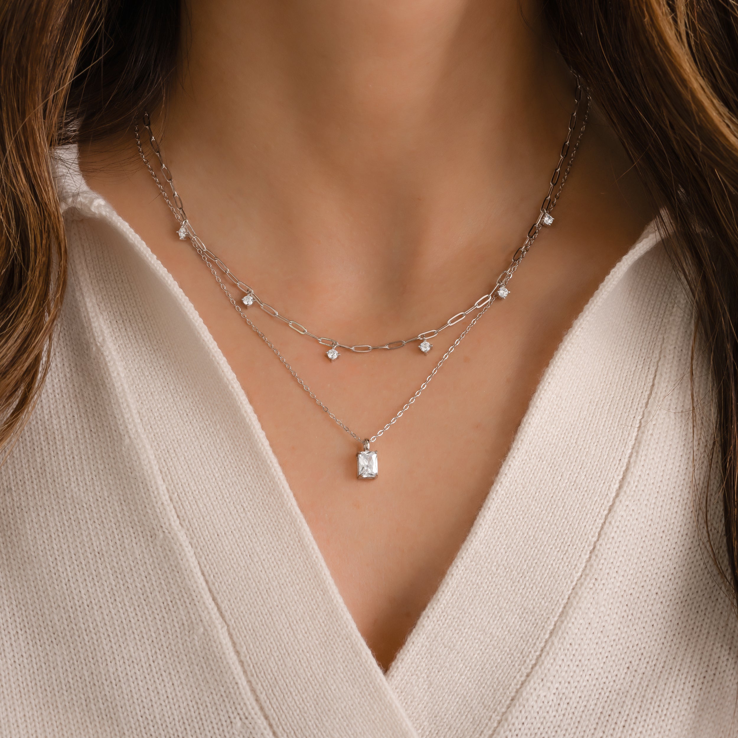 1.0 Carats Radiant Shape Moissanite Solitaire Necklace
