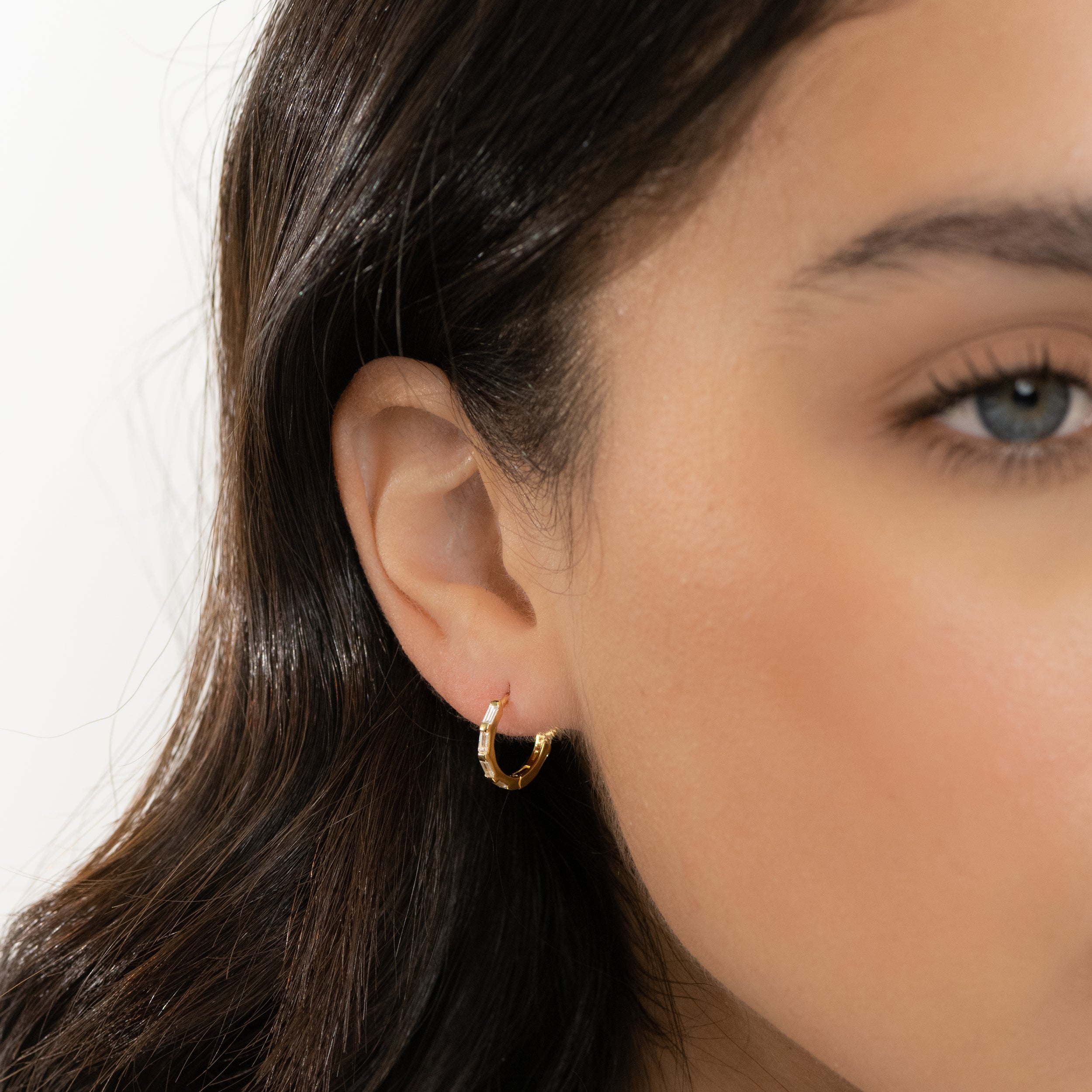 0.40 TCW Baguette Shape Moissanite Hoop Earrings