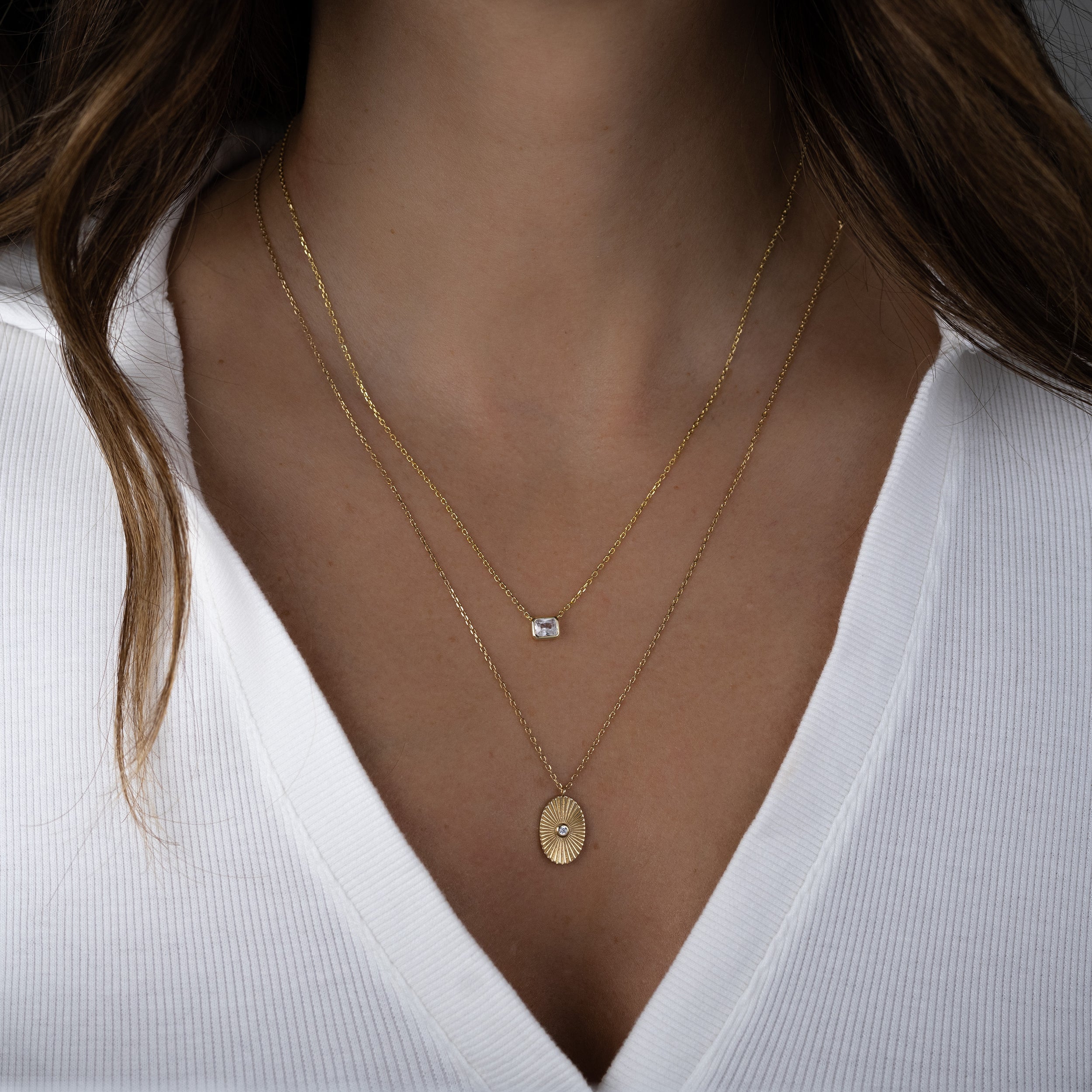 0.30 Carats East-West Radiant Shape Moissanite Bezel Solitaire Necklace