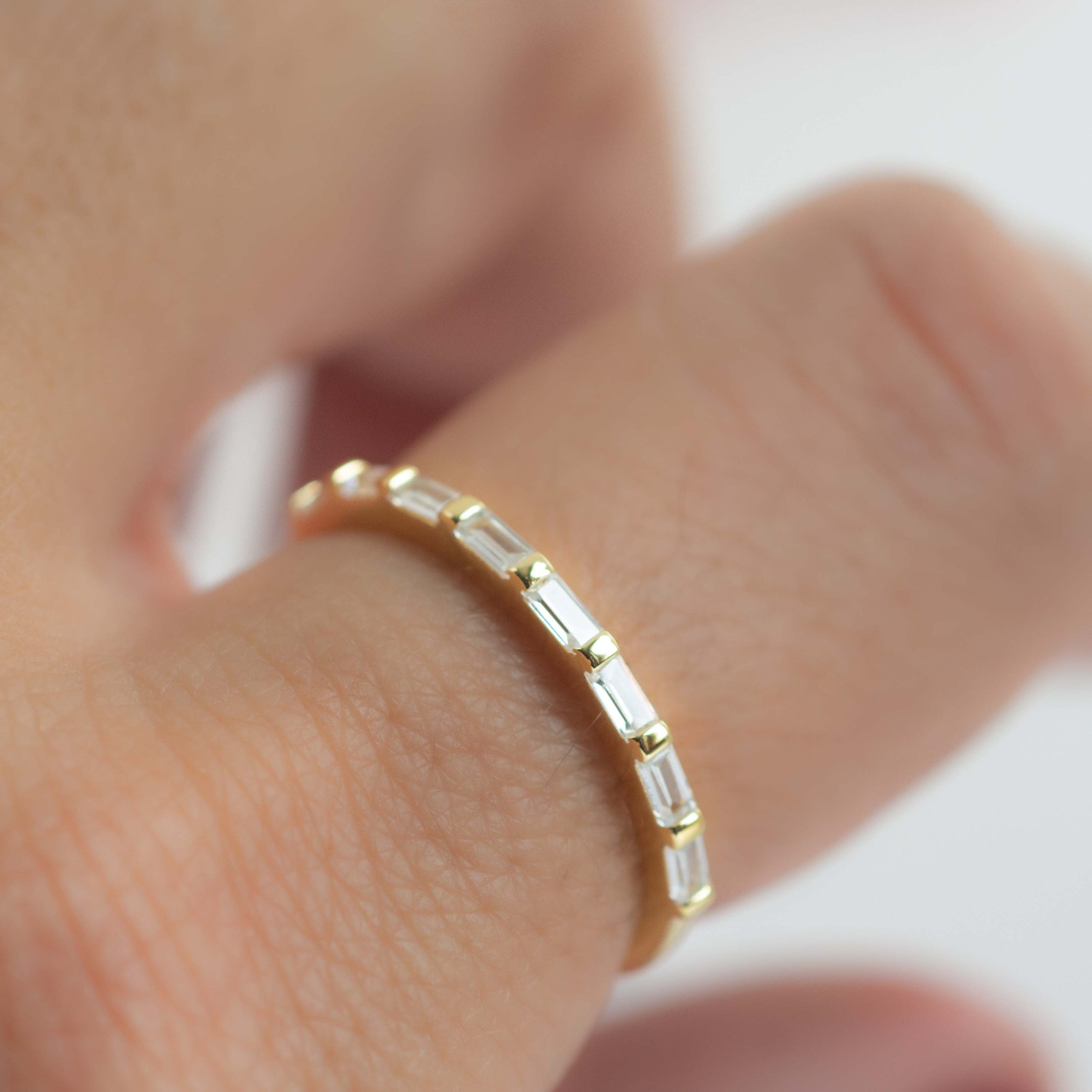 0.50 Carats Moissanite Baguette Cut Minimalist Wedding Band