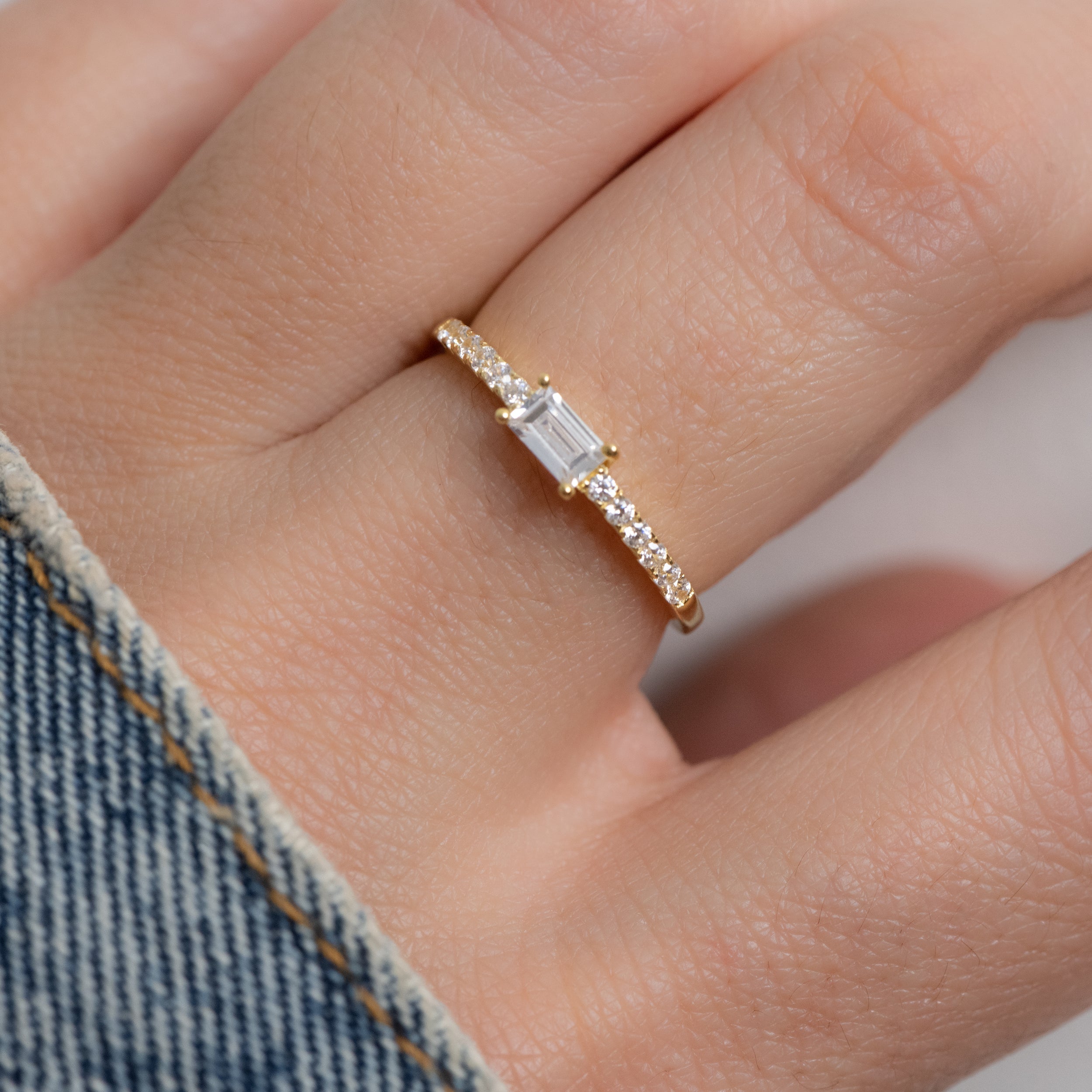 0.35 Carats Moissanite Baguette Cut Minimalist Wedding Band