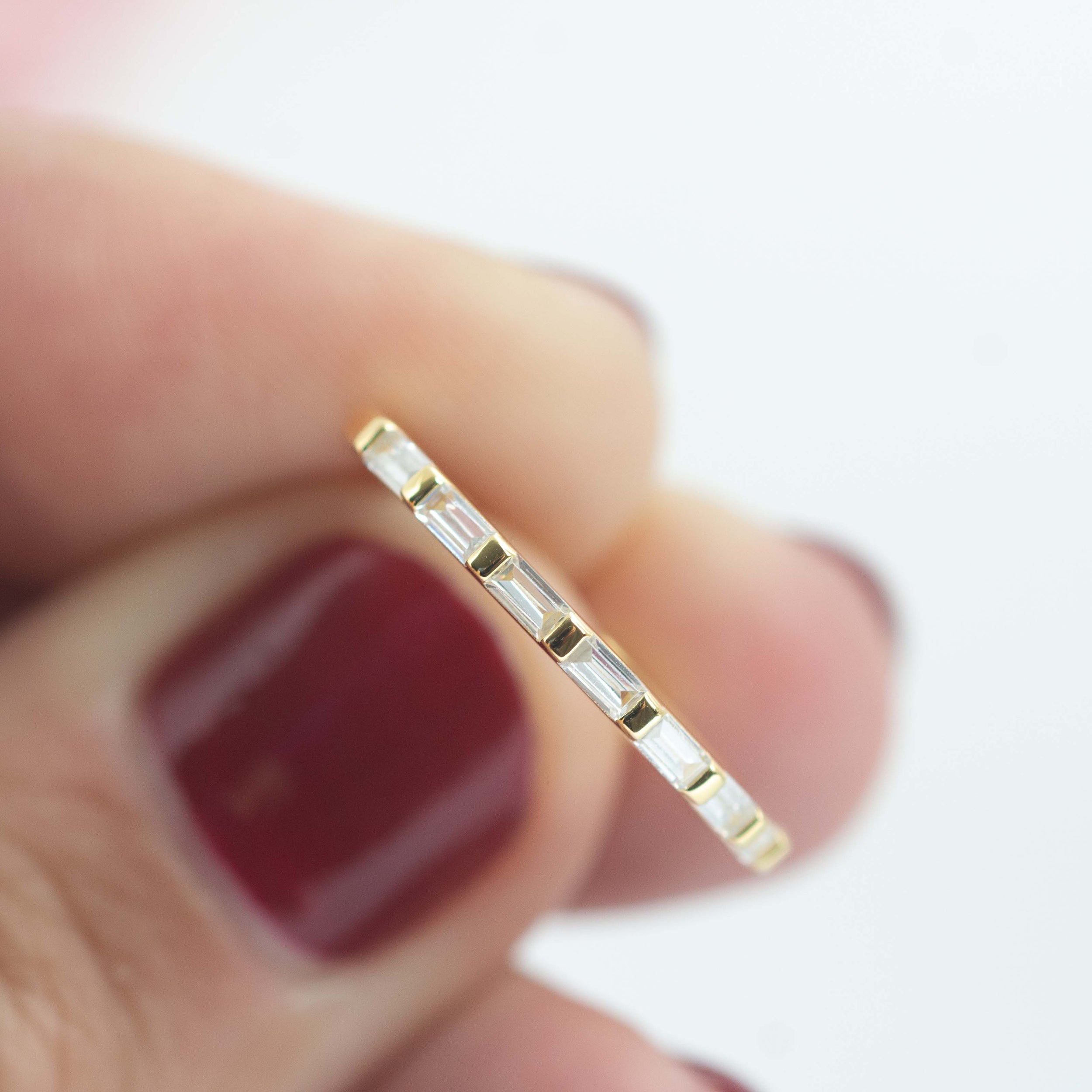 0.50 Carats Moissanite Baguette Cut Minimalist Wedding Band