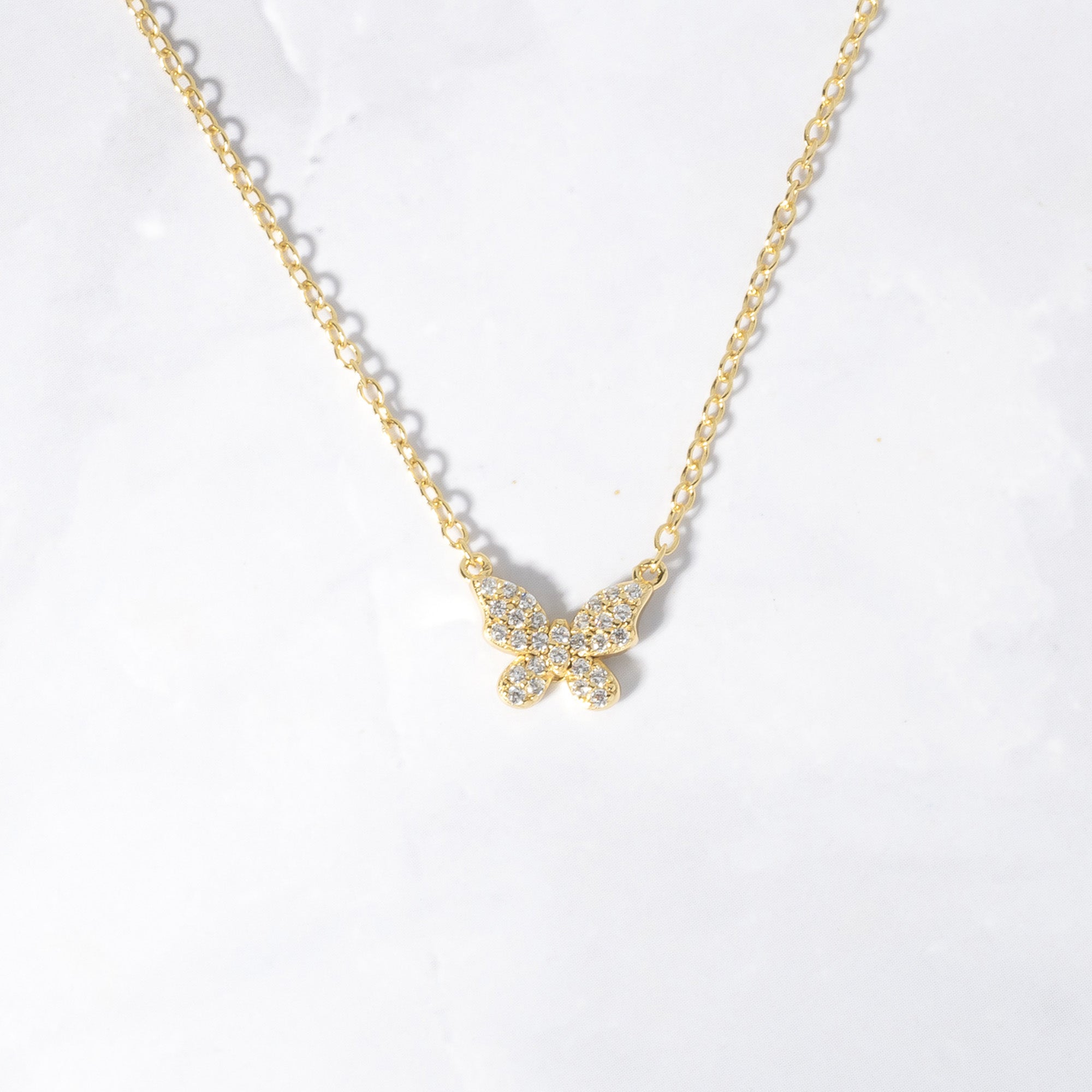 1.0 Carats Round Shape Moissanite Butterfly Necklace