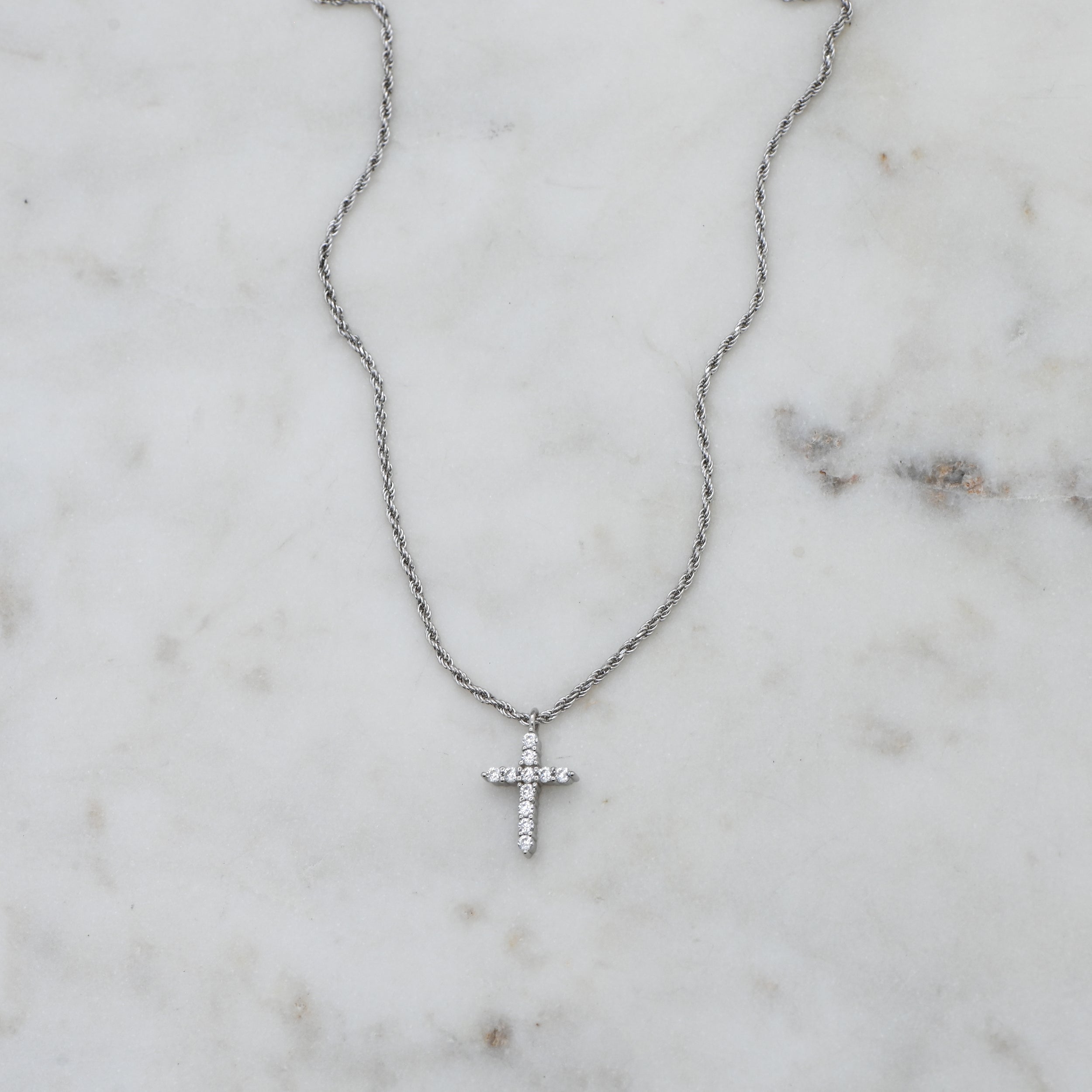 0.30 Carats Round Shape Moissanite Cross Pendant Necklace