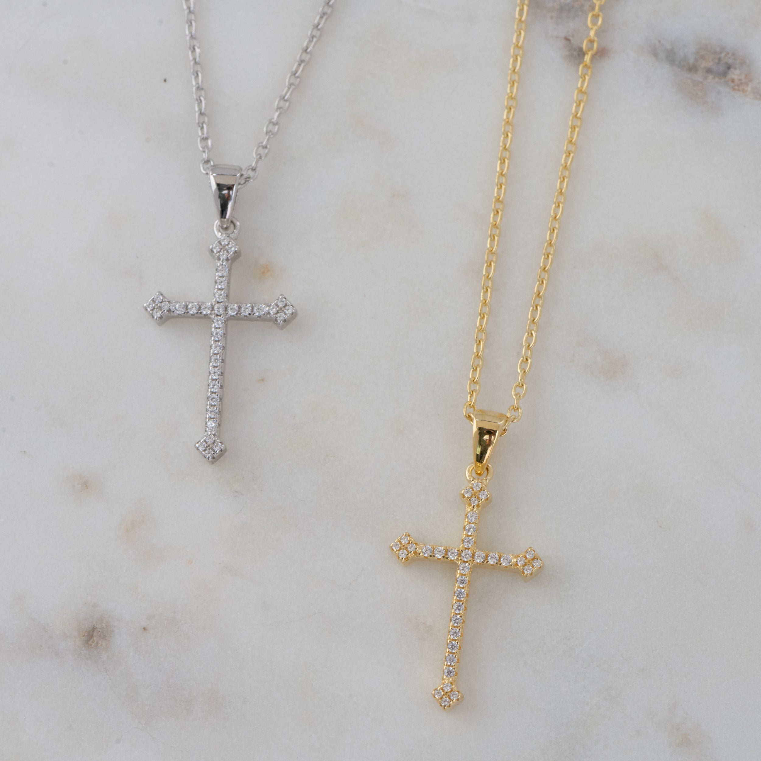0.40 Carats Round Shape Moissanite Cross Pendant Necklace