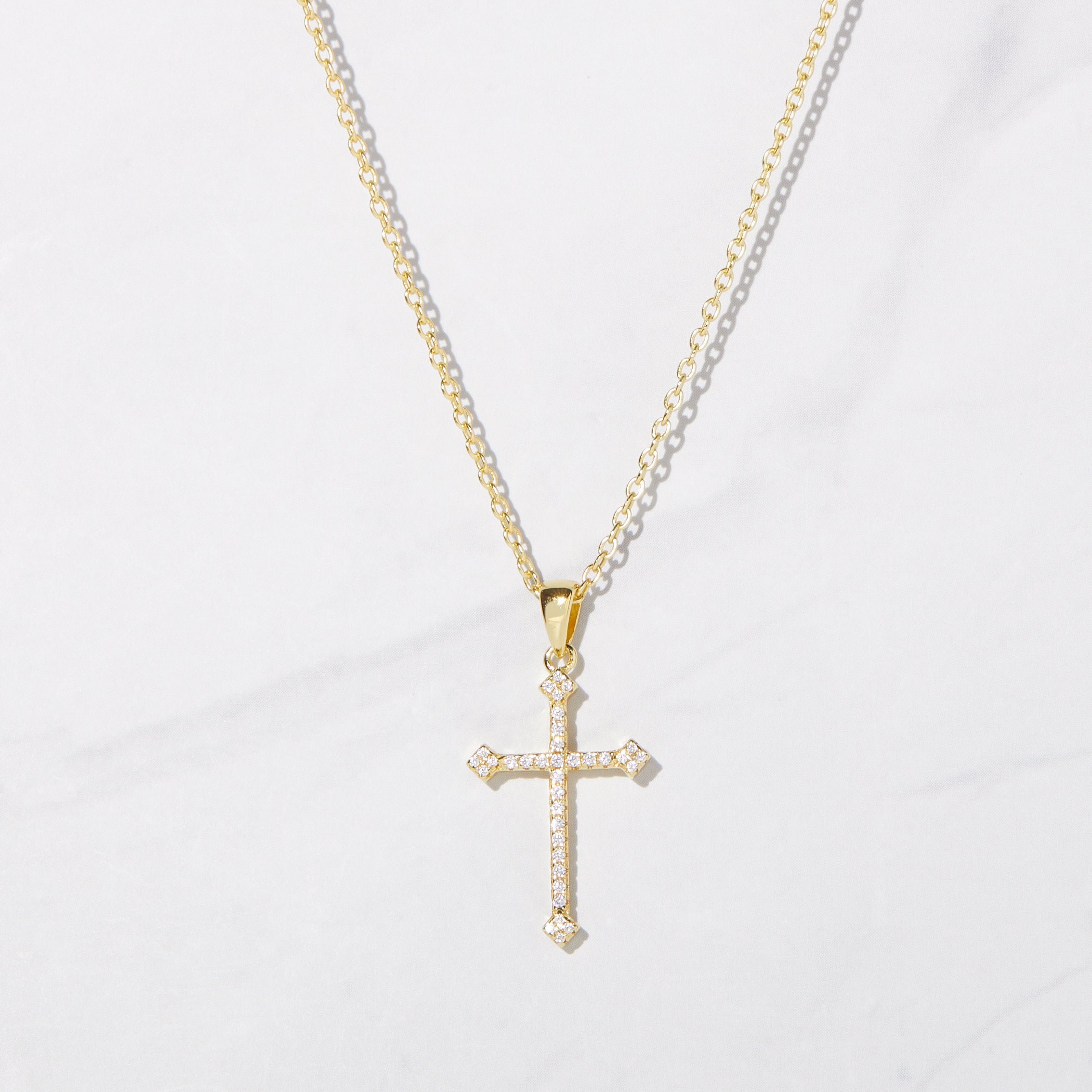 0.40 Carats Round Shape Moissanite Cross Pendant Necklace