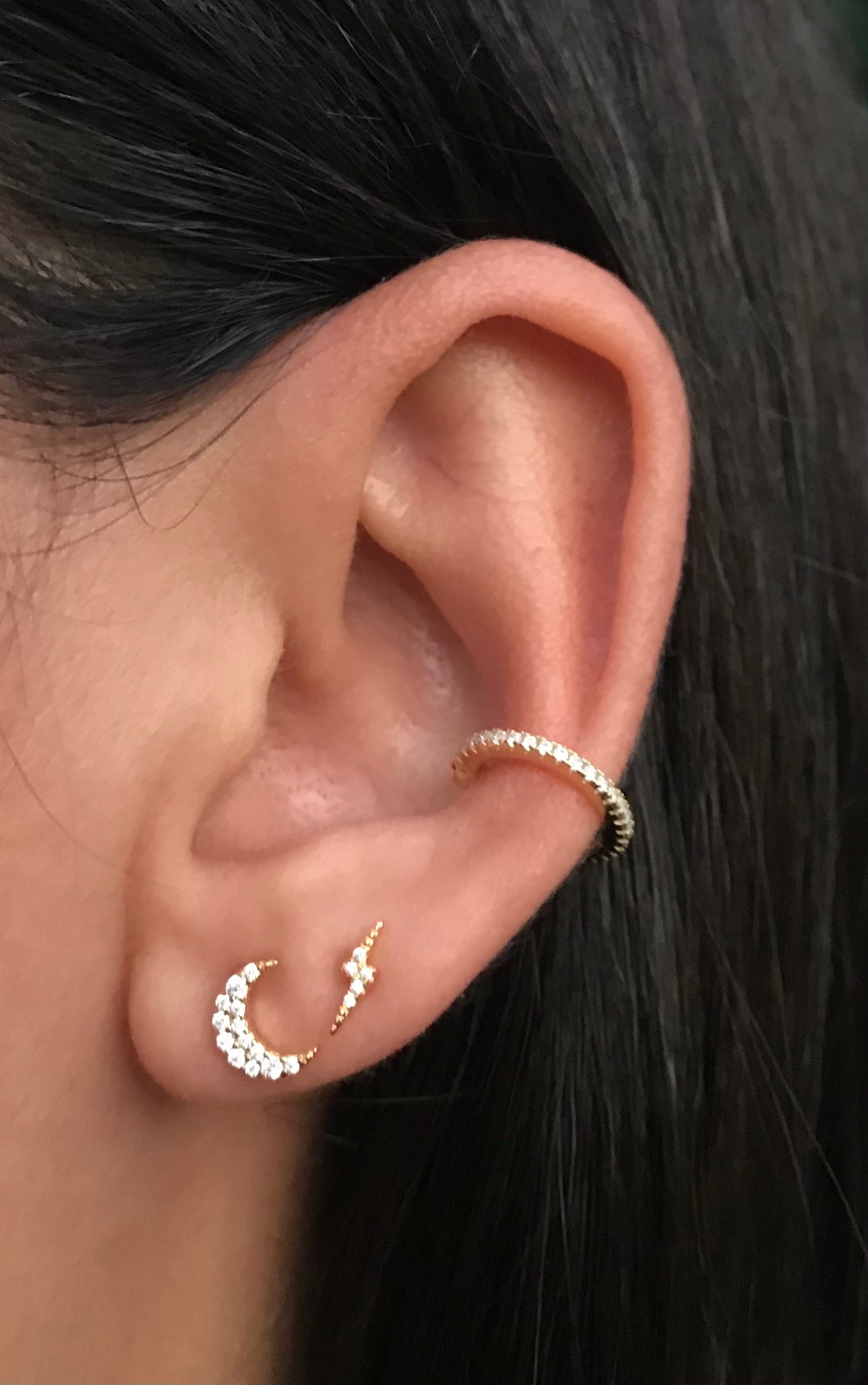 0.20 TCW Round Shape Moissanite Lightning Bolt Studs Earrings