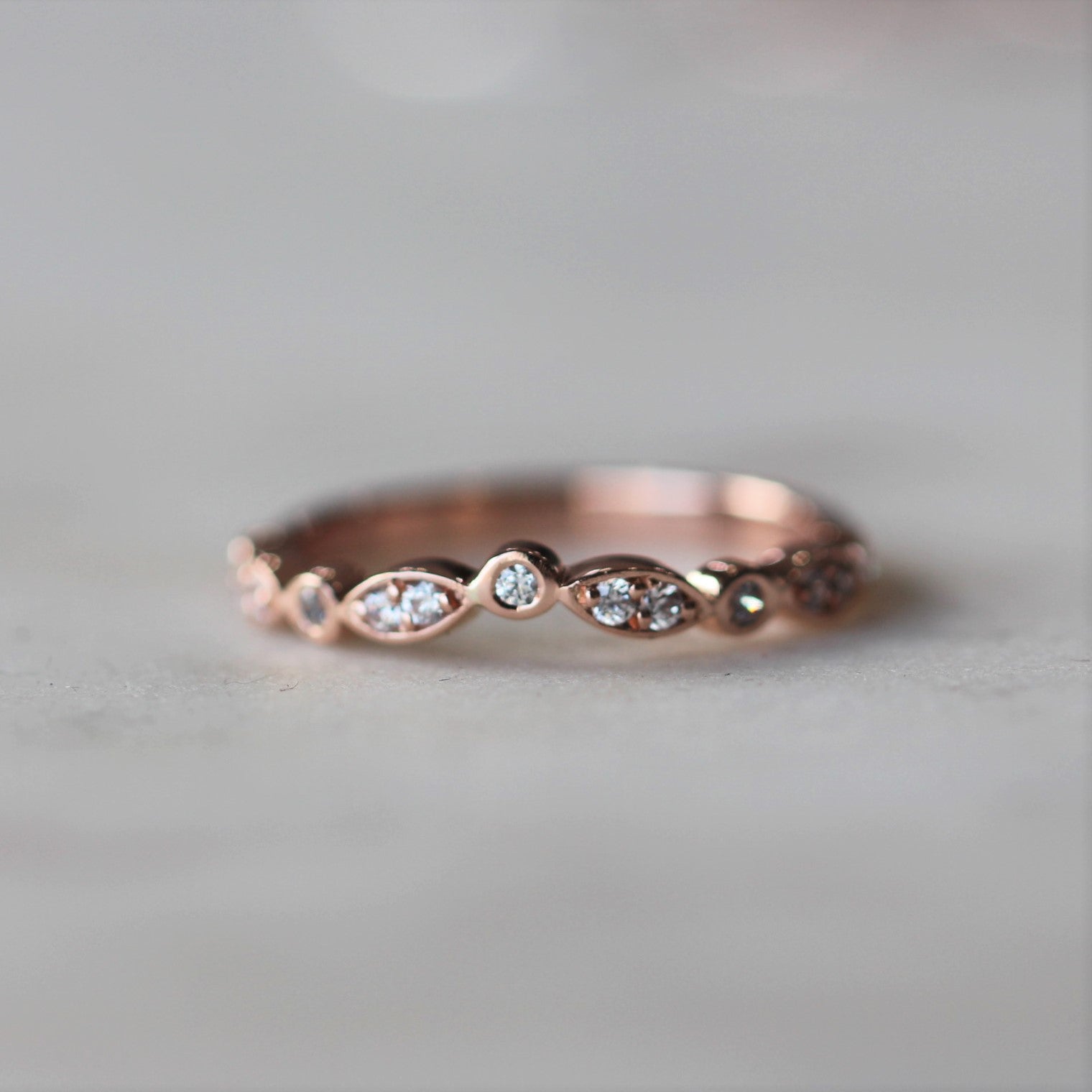 0.17 Carats Moissanite Round Shape Curved Wedding Band