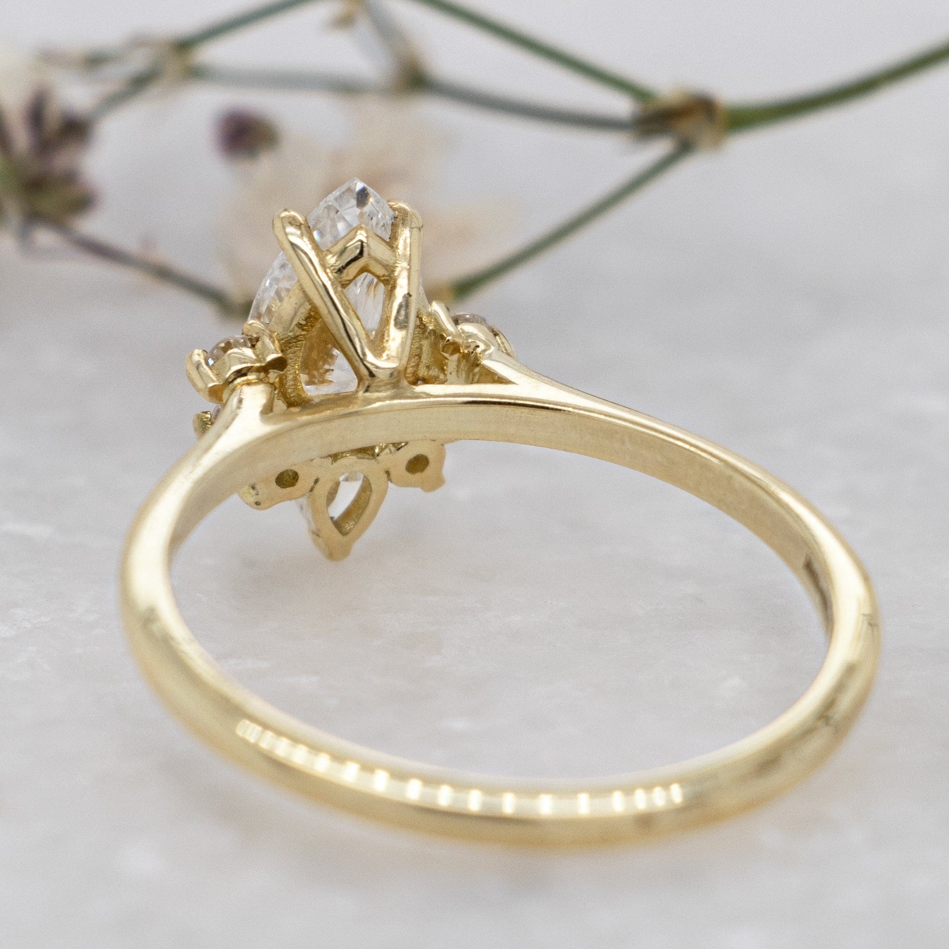 0.50 Carats Pear Shape Moissanite Cluster Engagement Ring