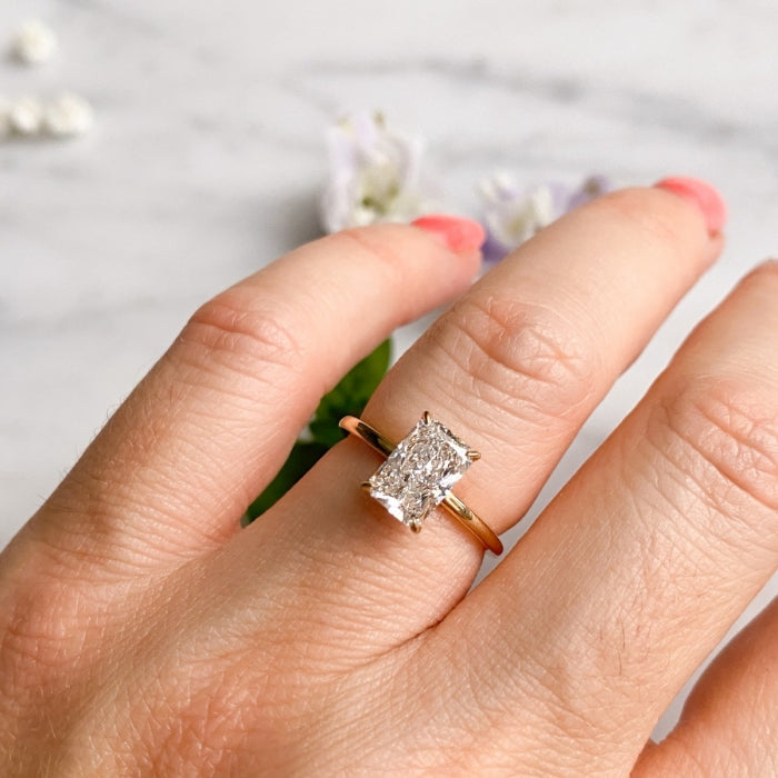 1.64 Carats Radiant Shape Moissanite Solitaire Engagement Ring