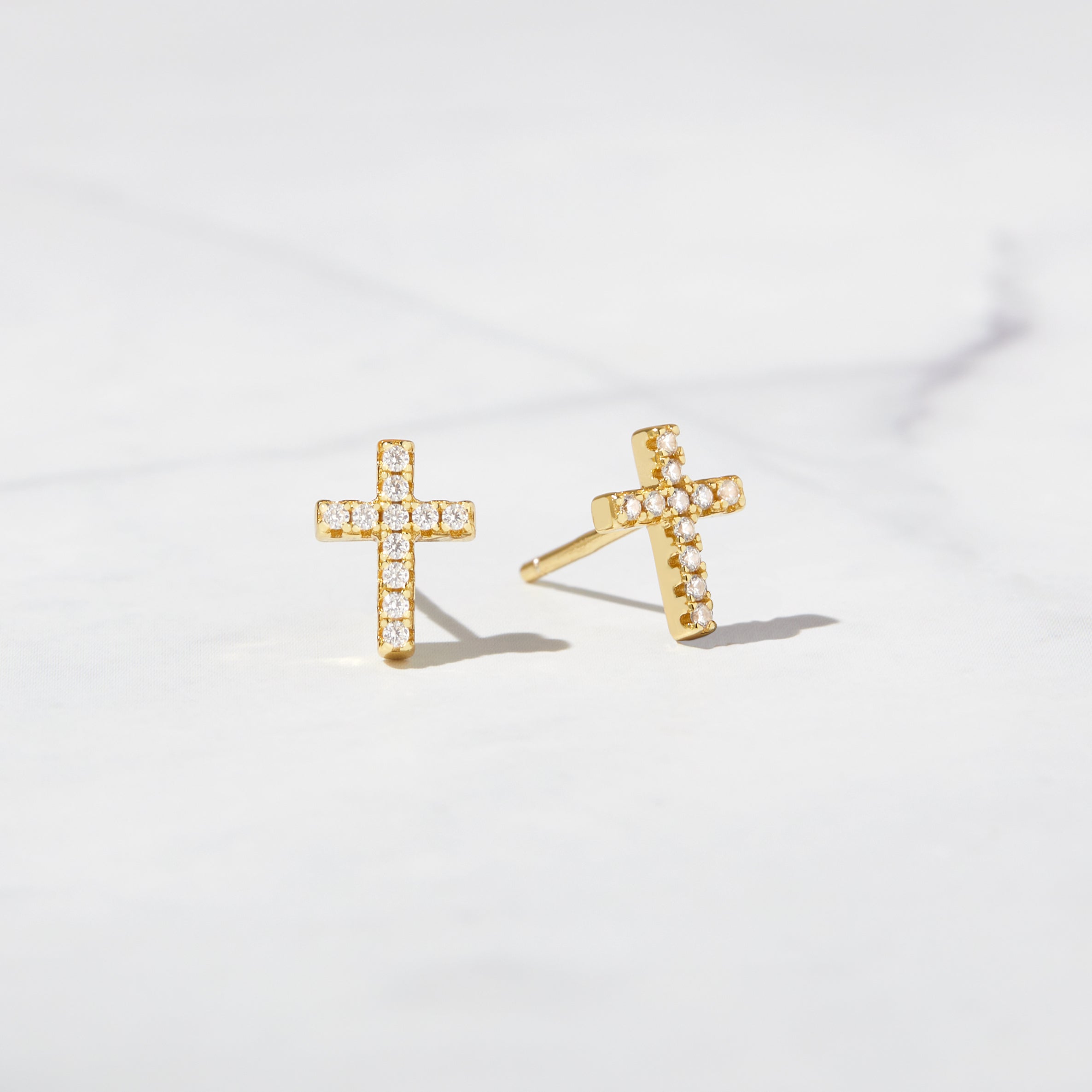0.20 TCW Round Shape Moissanite Cross Stud Earrings