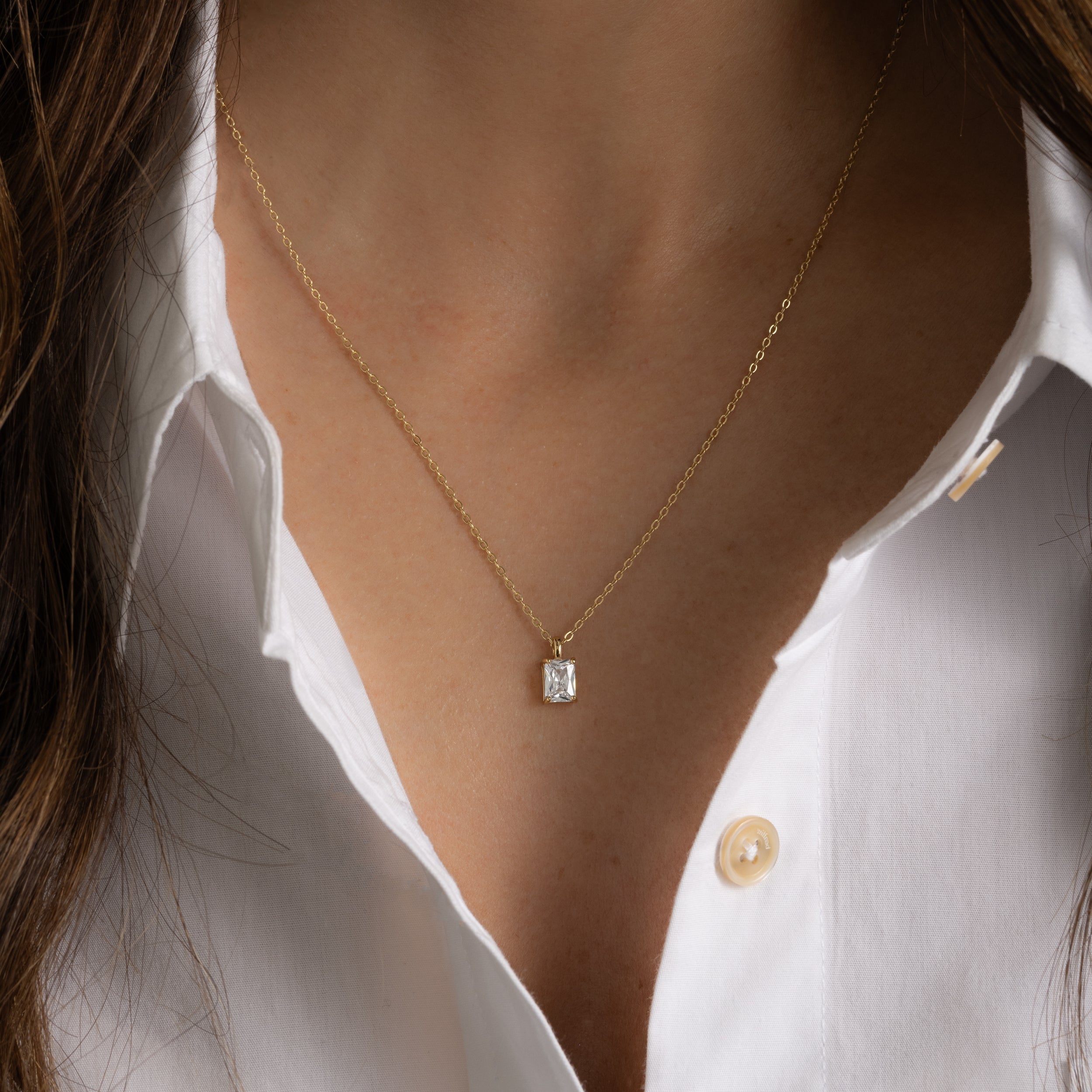 1.0 Carats Radiant Shape Moissanite Solitaire Necklace