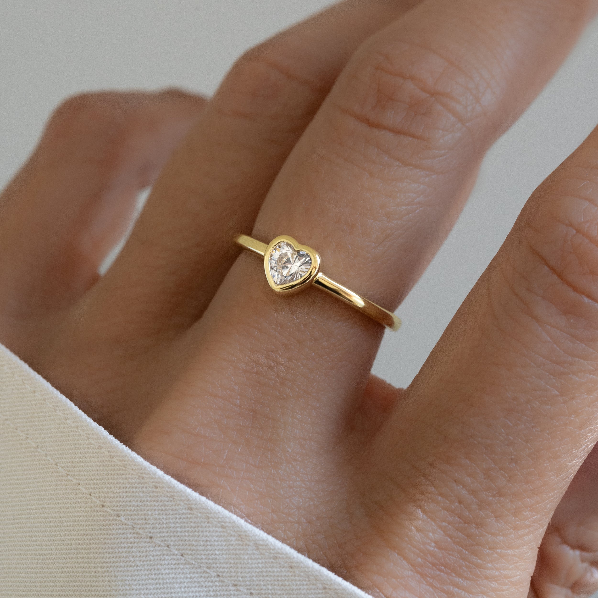 0.15 Carats Moissanite Heart Cut Solitaire Wedding Band