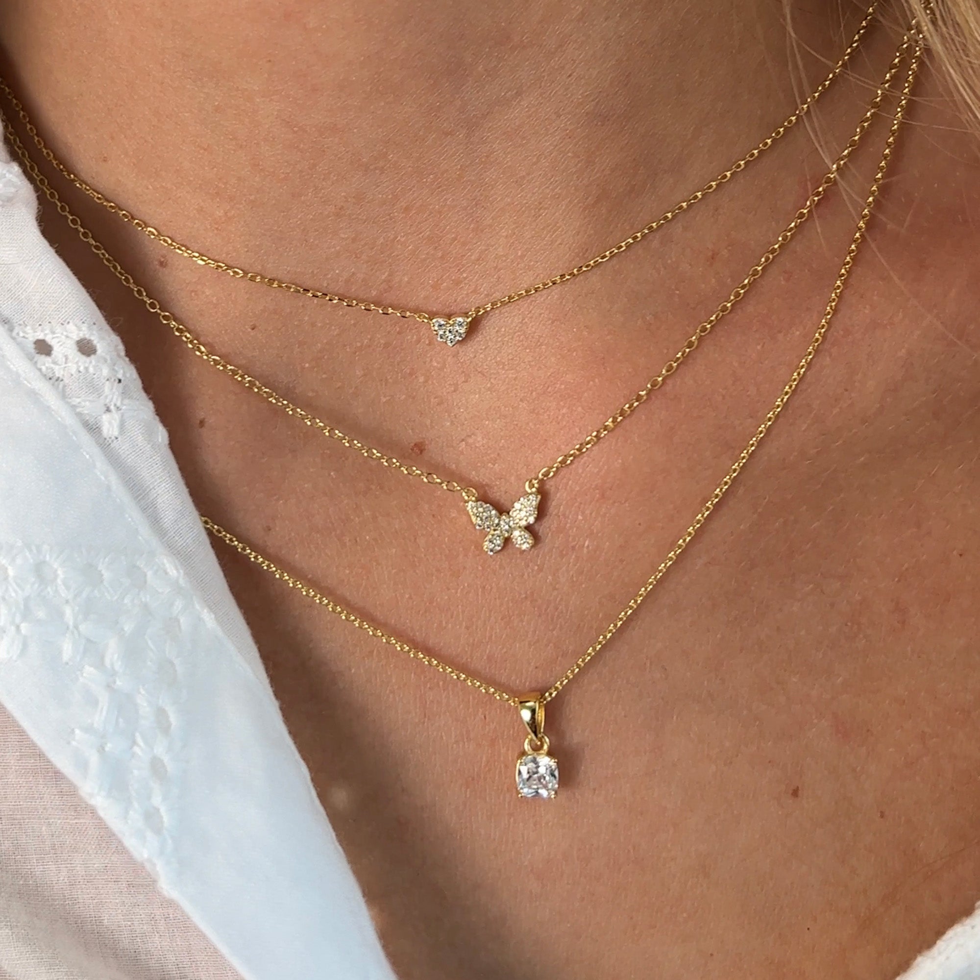 1.0 Carats Round Shape Moissanite Butterfly Necklace