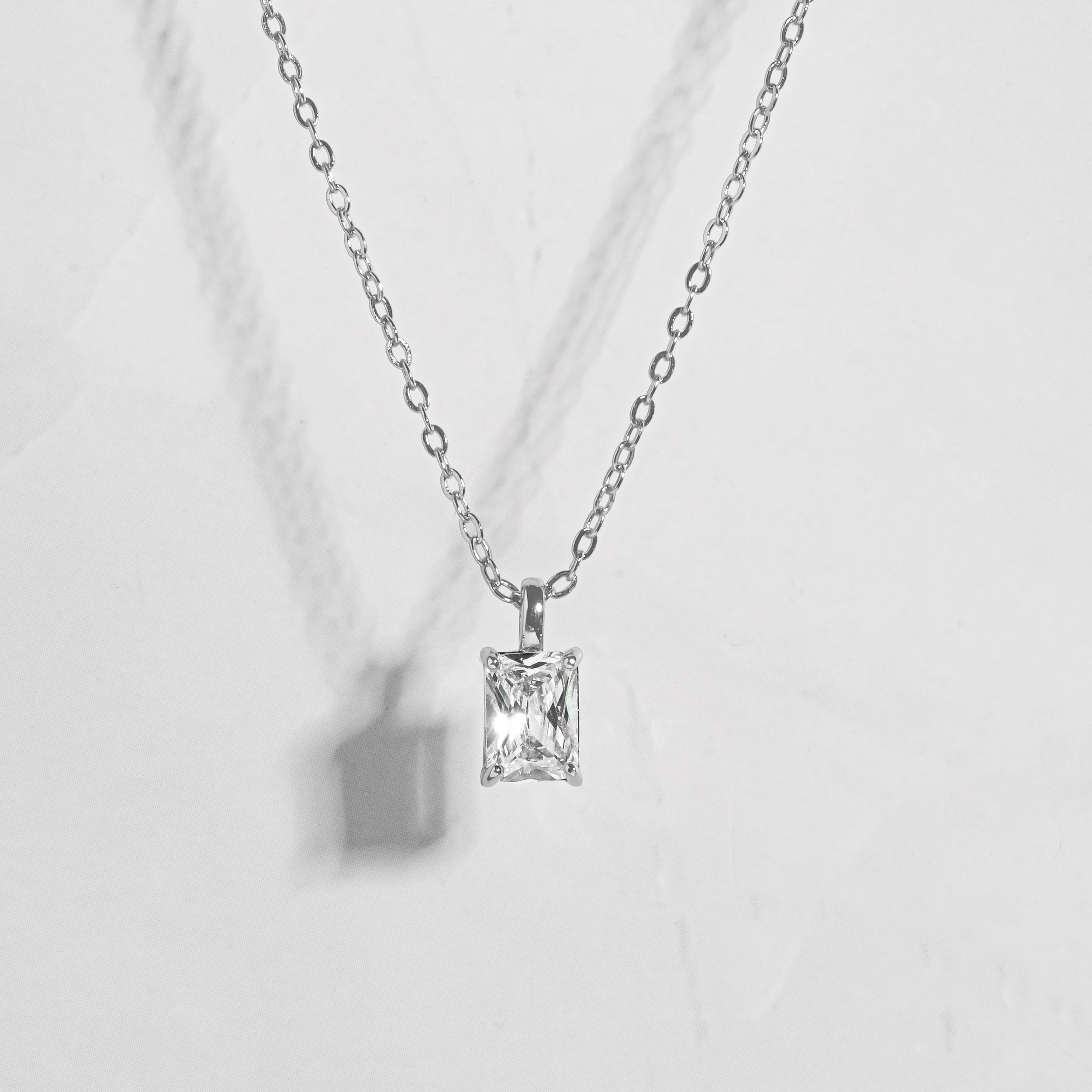 1.0 Carats Radiant Shape Moissanite Solitaire Necklace