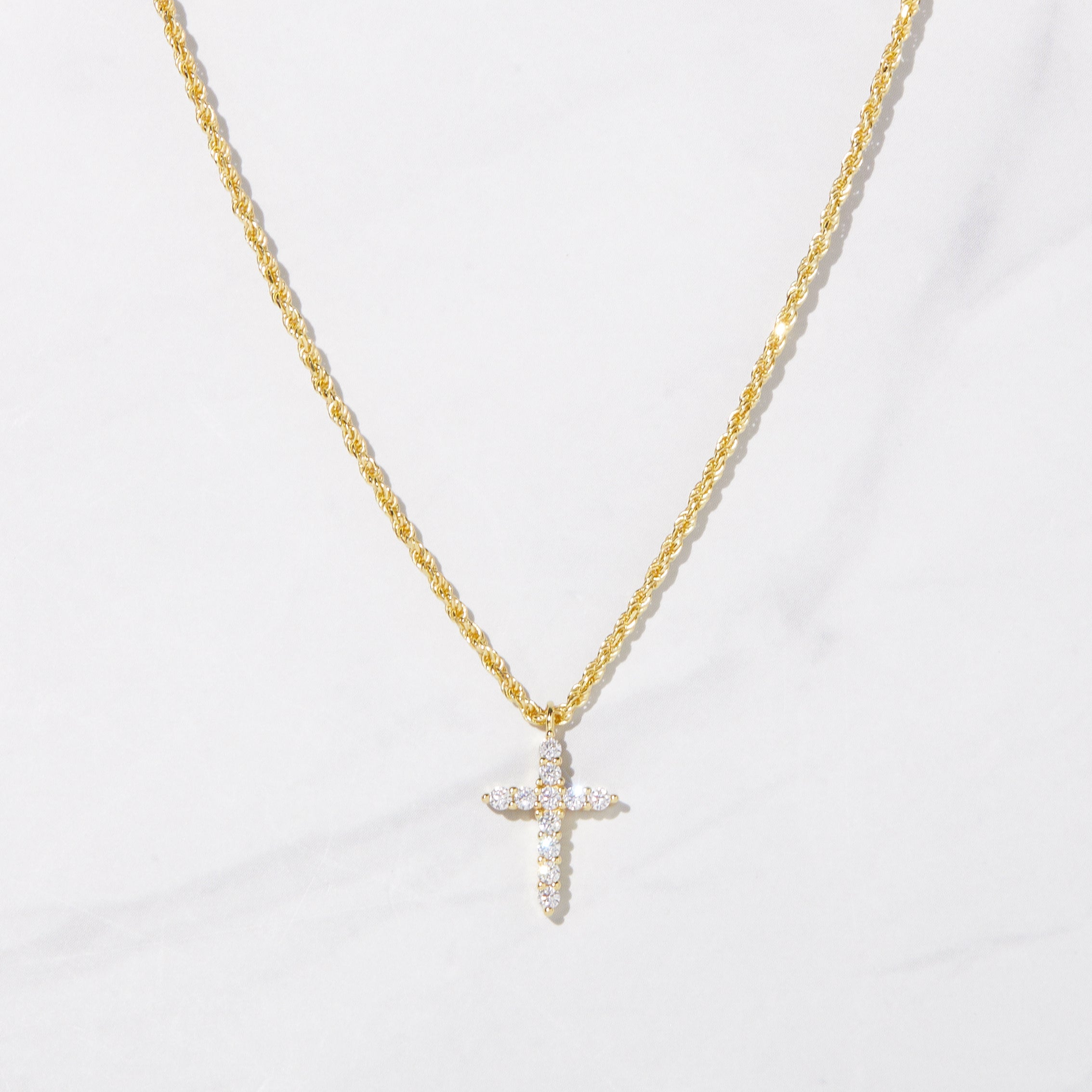 0.30 Carats Round Shape Moissanite Cross Pendant Necklace