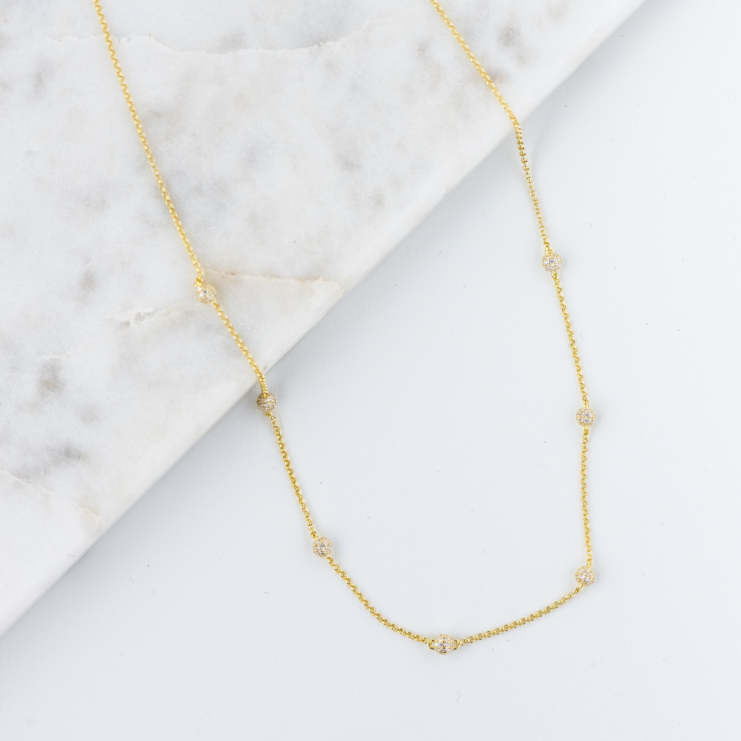 0.35 Carats Round Shape Moissanite Dainty Pave Necklace