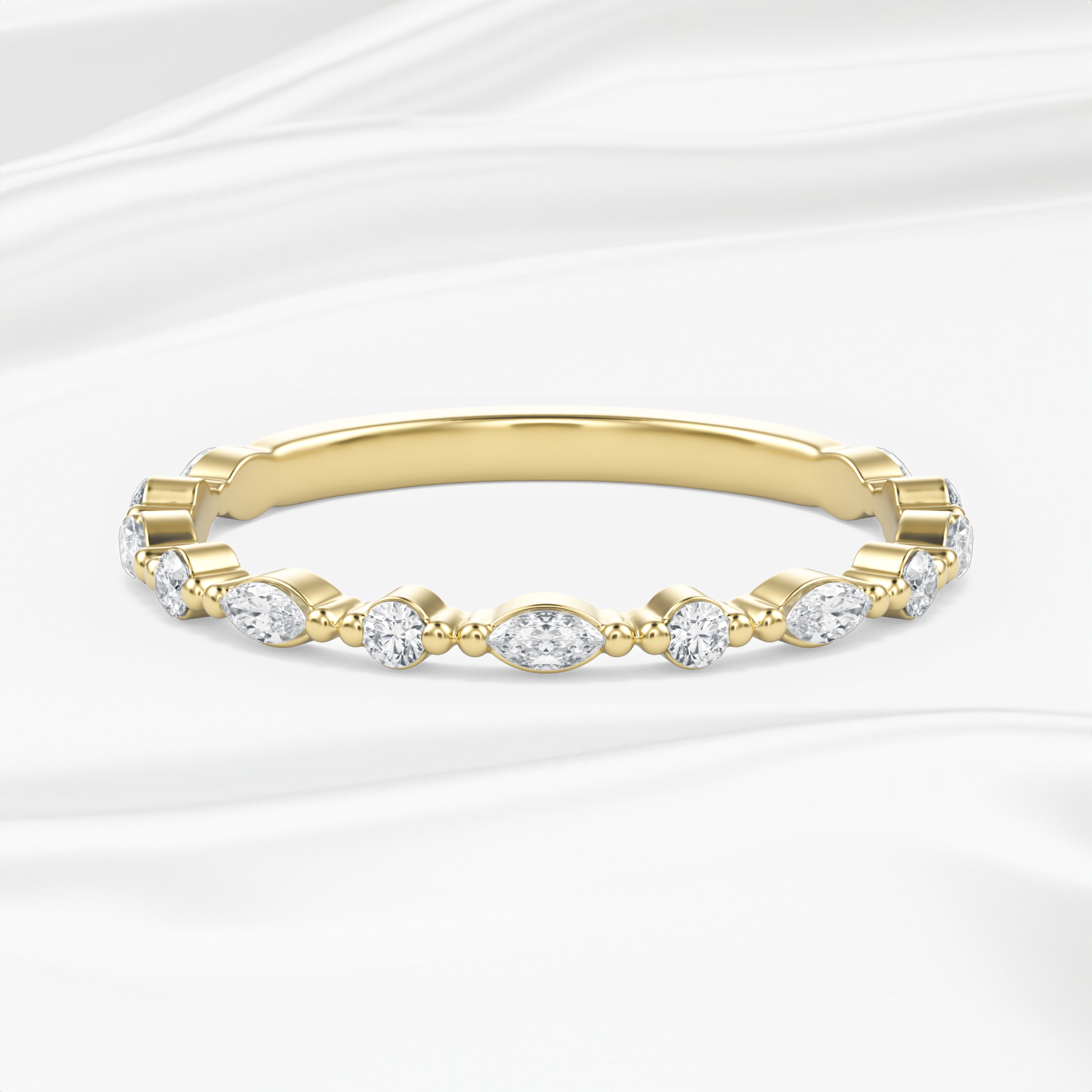 0.15 Carats Moissanite Round & Marquise Shape Floating Wedding Band