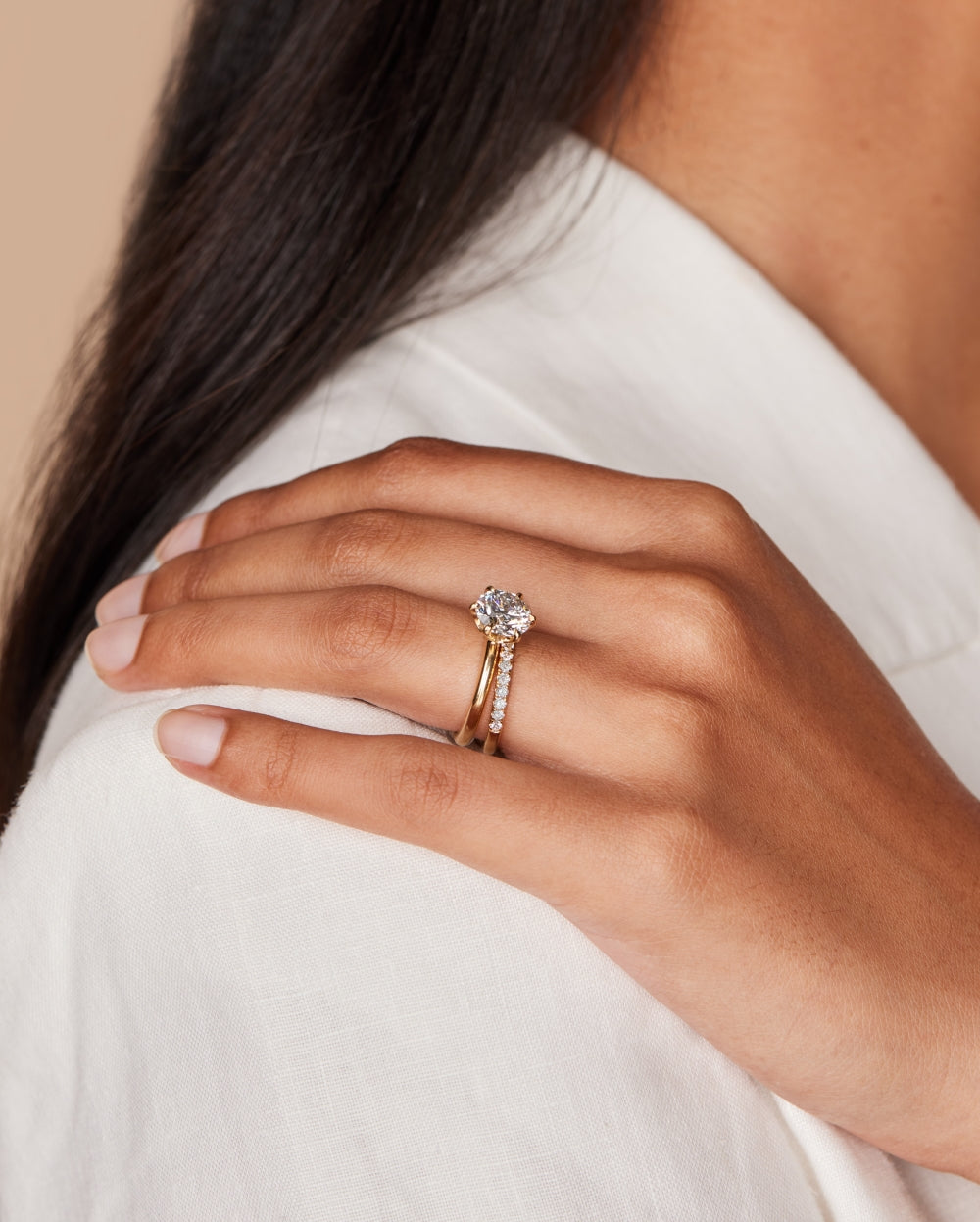 0.10 Carats Moissanite Round Half Eternity Wedding Band