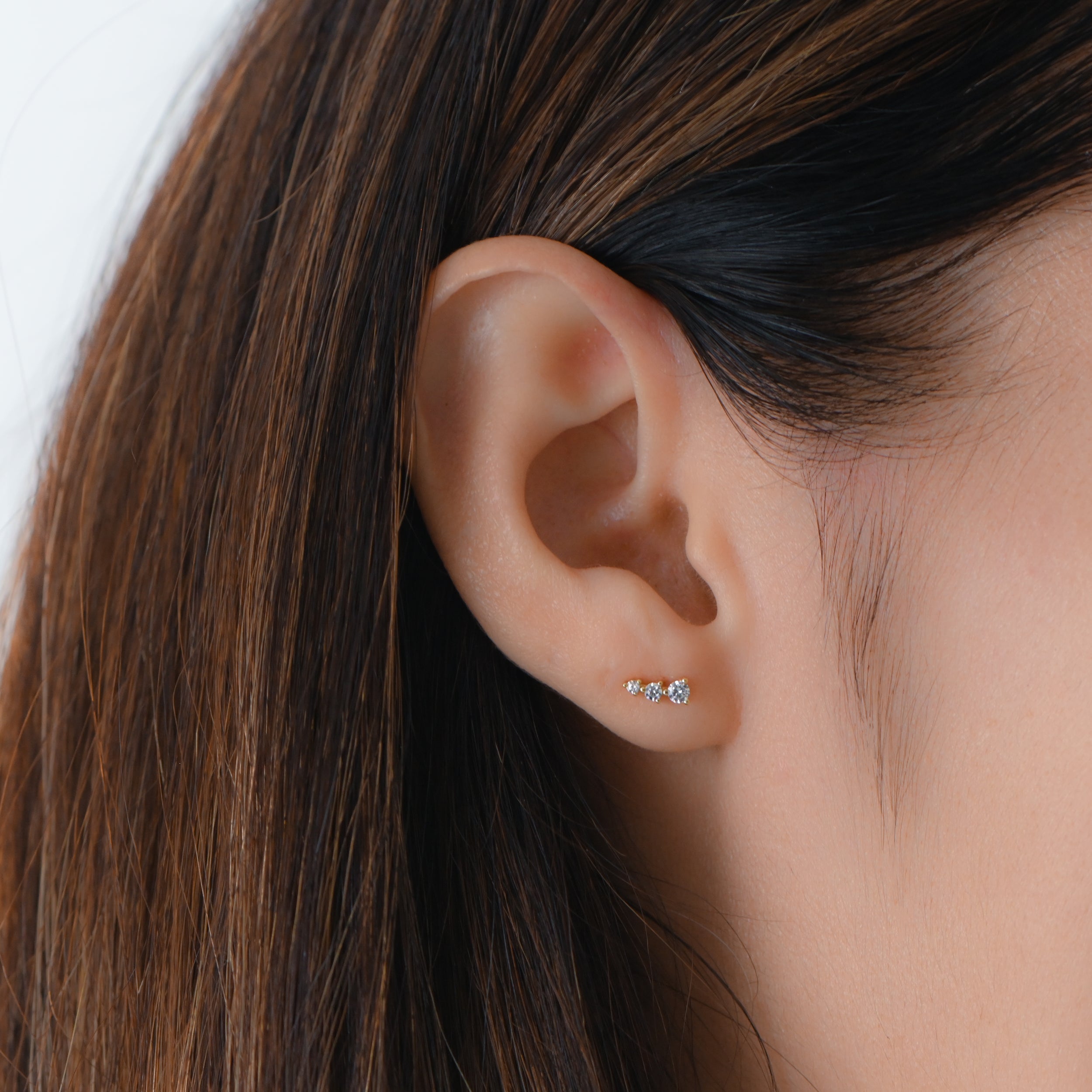 0.30 TCW Round Shape Moissanite Ear Climber Earrings