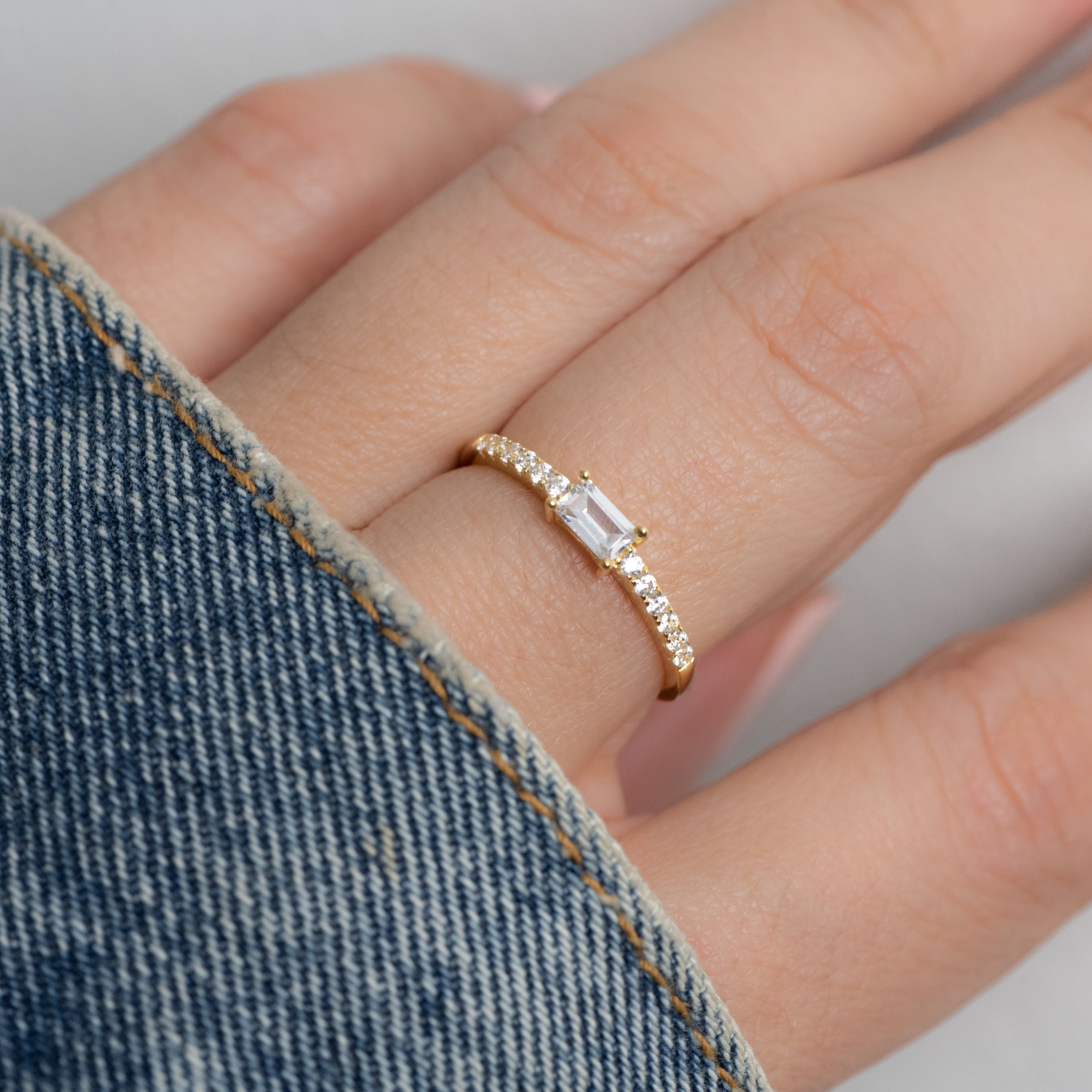 0.35 Carats Moissanite Baguette Cut Minimalist Wedding Band