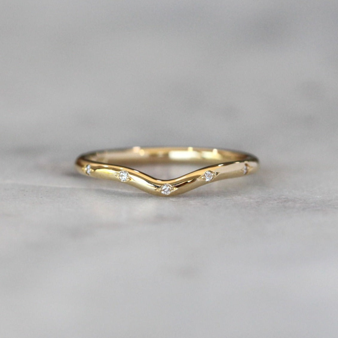 0.10 Carats Moissanite Round Shape Curved Wedding Band