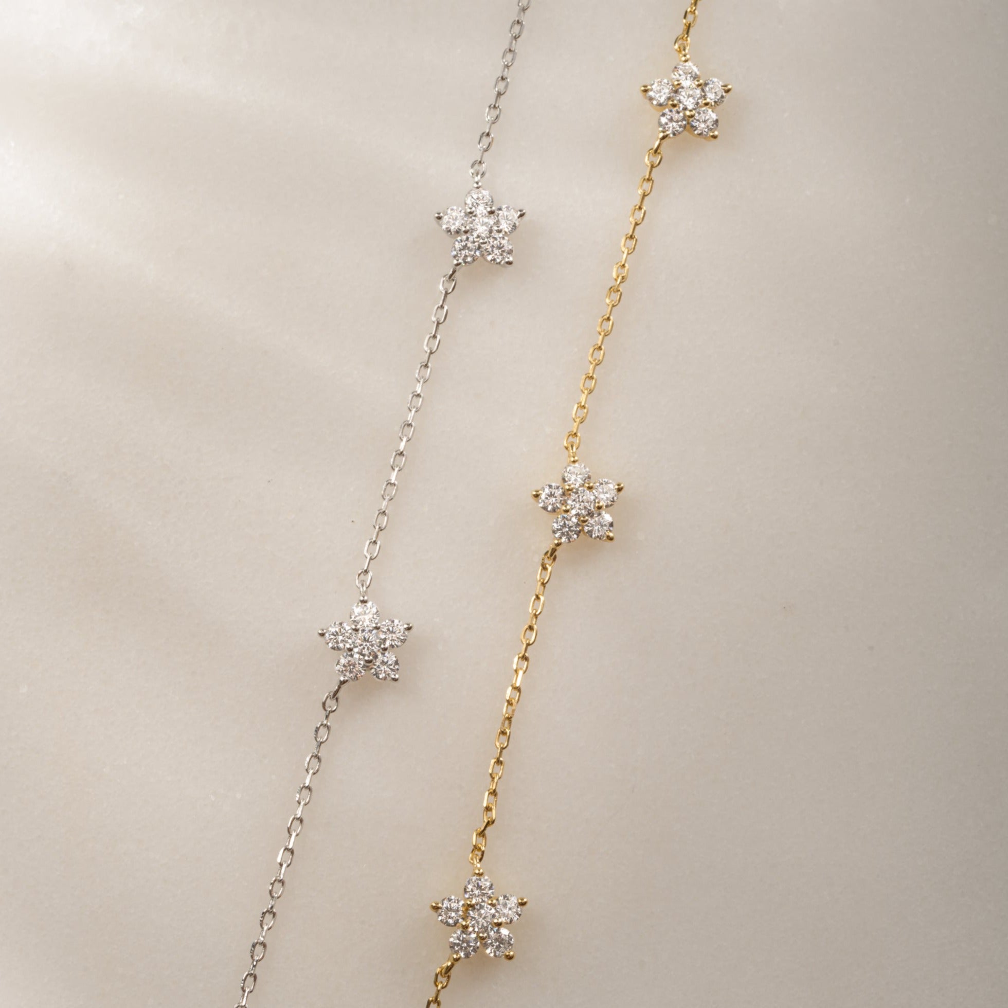 0.80 Carats Round Shape Moissanite Diamond Flower Necklace
